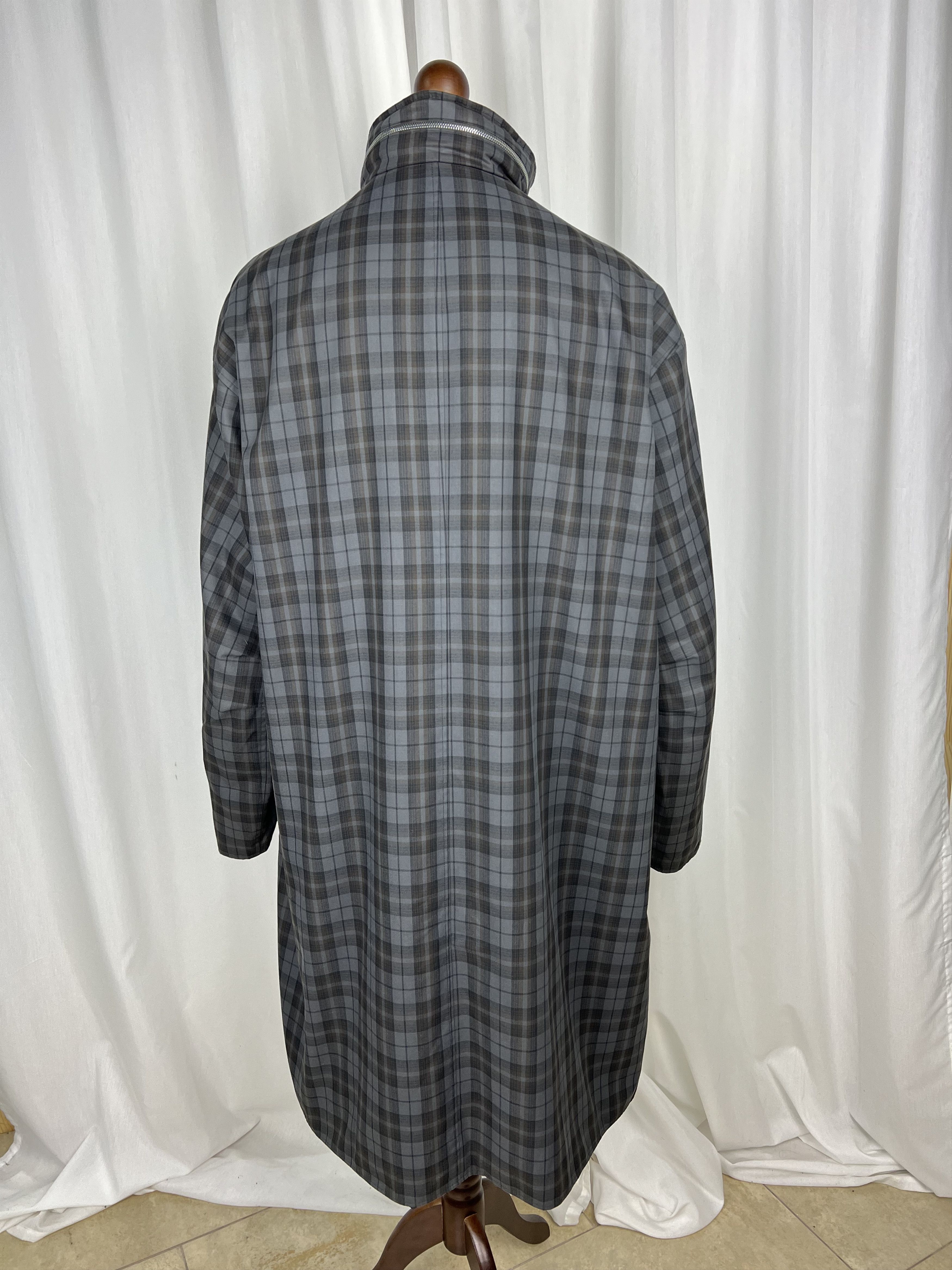 Hermes Plaid Waxed Cotton Removable Cashmere Lining Long Coat Size US L / EU 52-54 / 3 - 3 Thumbnail
