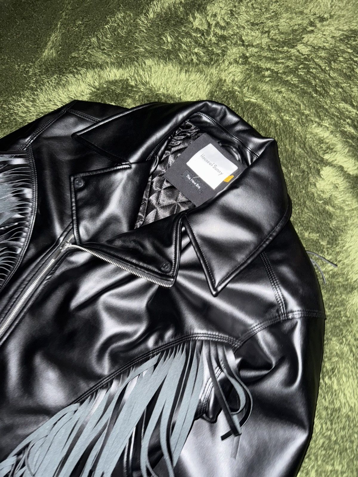 House of Sunny [XS] House of Sunny Cropped Fringe Faux Leather Jacket Black Size XS / US 0-2 / IT 36-38 - 2 Thumbnail