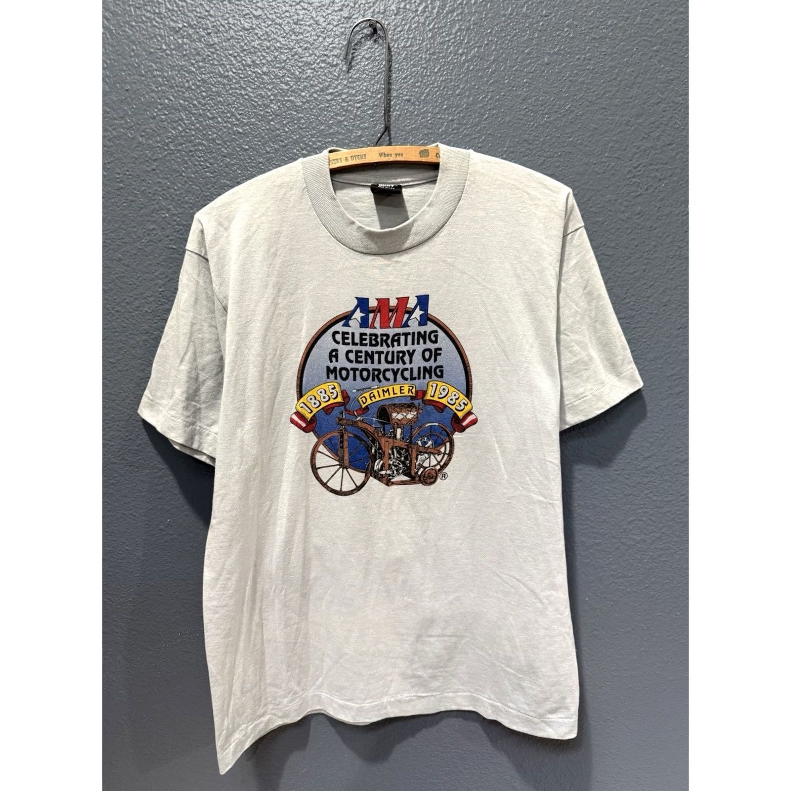 Fruit Of The Loom VINTAGE AMA 100th Anniversary Motorcycle Gray Tee Shirt L Large Cotton United States 1980s Men Womens Boys Girls Size US L / EU 52-54 / 3 - 3 Thumbnail