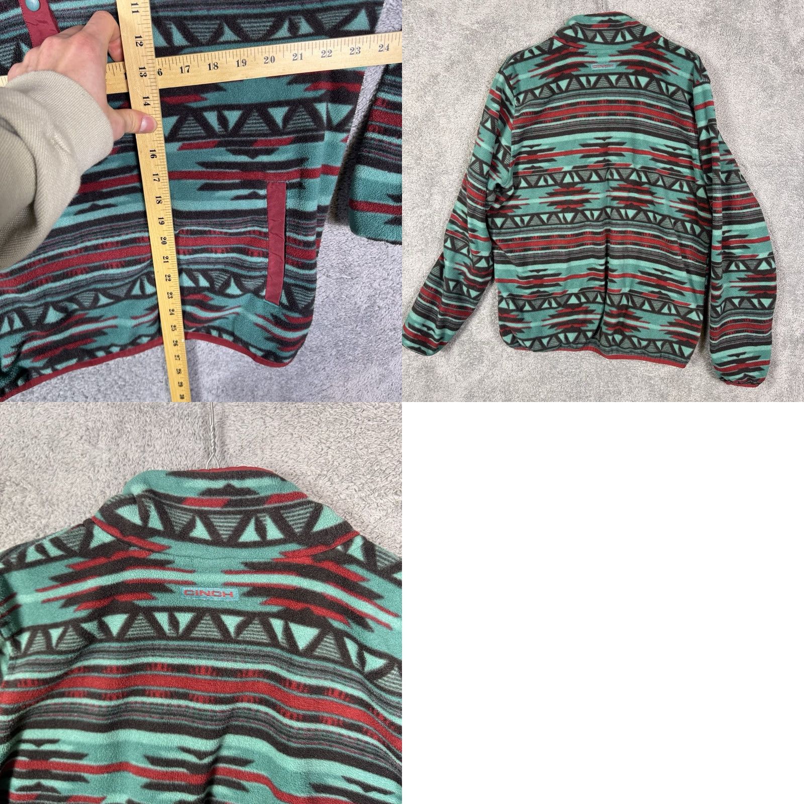 Vintage VINTAGE Cinch Jacket Womens XL Aztec Polar Fleece 1/4 Snap Pullover Sweater Sweatshirt Men/Womens Size XL / US 12-14 / IT 48-50 - 8 Thumbnail