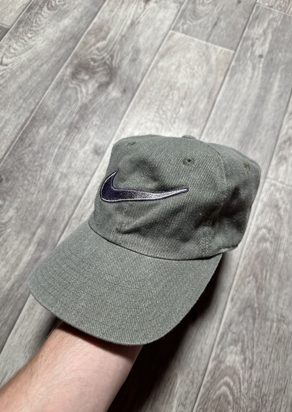 Nike Vintage Nike Swoosh Denim Hat Size ONE SIZE - 1 Thumbnail