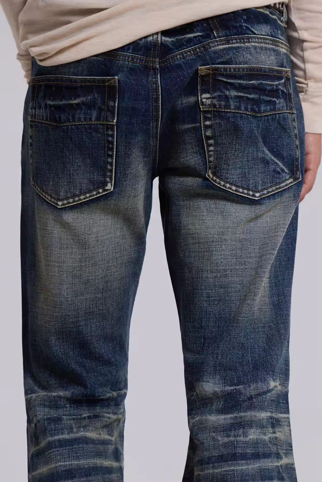 Japanese Brand Washed Blue Flared Jeans Size US 37 - 5 Thumbnail