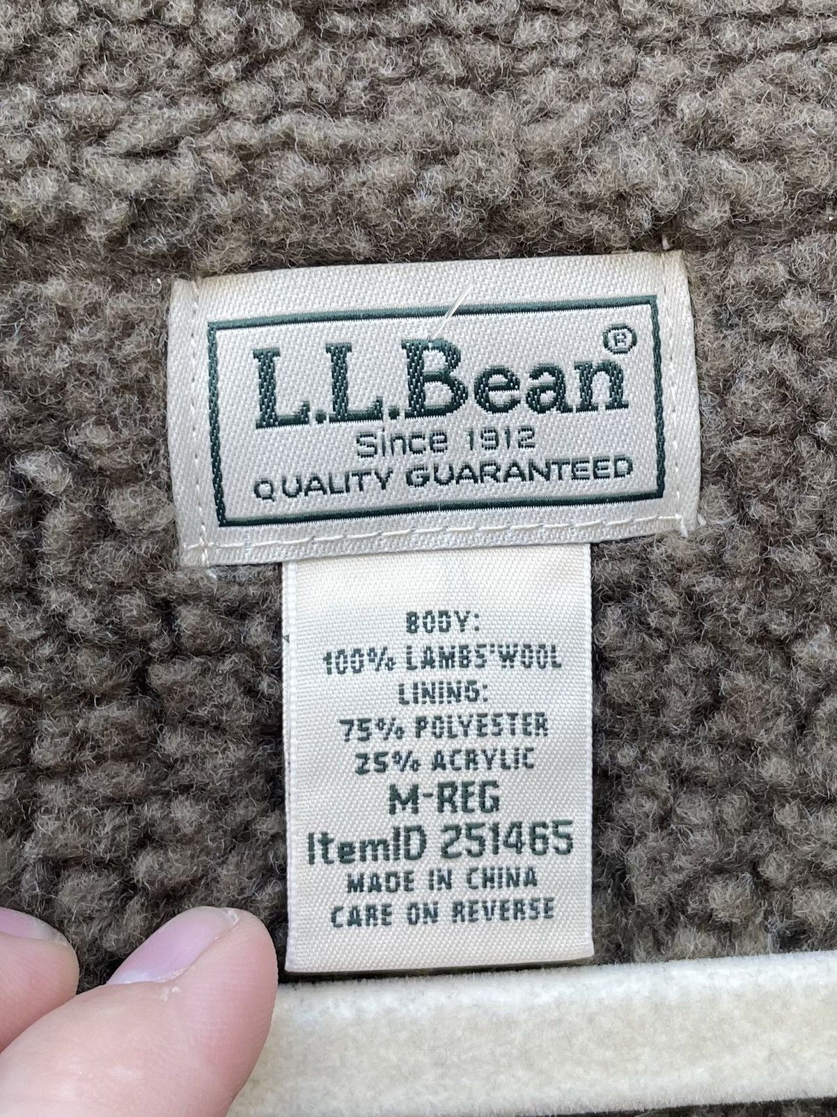 L.L. Bean Bean Mens M Brown Lambswool Knit Fleece Lined Full Zip Size US M / EU 48-50 / 2 - 2 Thumbnail