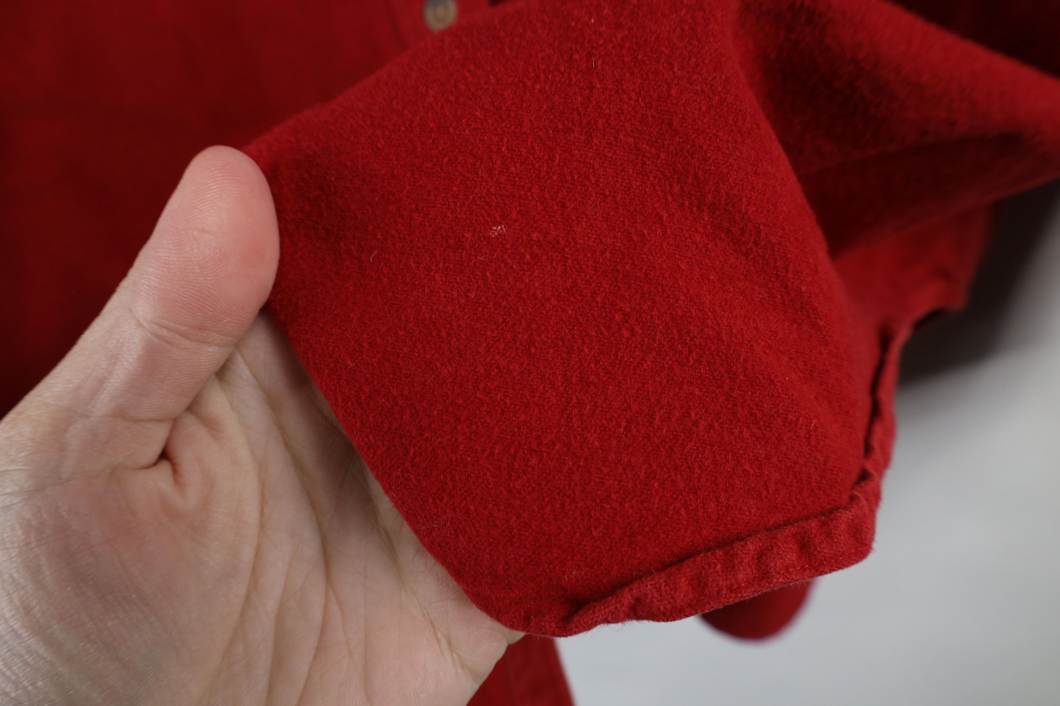 Lands' End × Vintage Vintage 90s Lands End Chamois Cloth Button Shirt Red USA Size XXL / US 16-18 / IT 52-54 - 6 Thumbnail