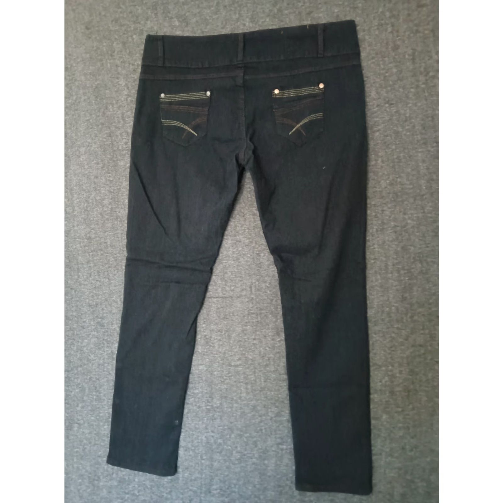 Vintage Unbranded Jeans 3 Button Closure Dark Wash Skinny Black Women's 23/24 Size 40" / US 18 - 2 Thumbnail