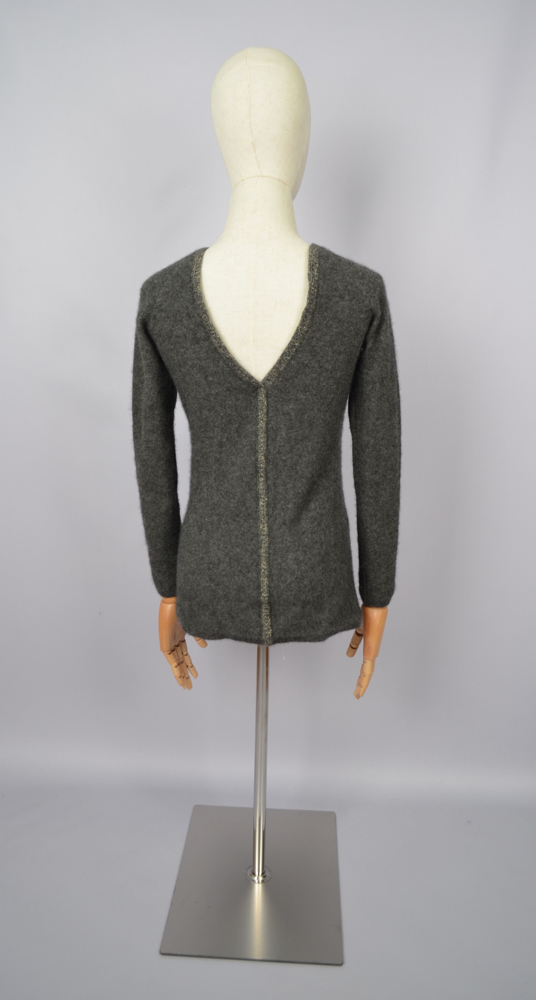 Sandro Beautiful Sandro Grey 100% Cashmere Knit Jumper Sweater Size S / US 4 / IT 40 - 7 Thumbnail