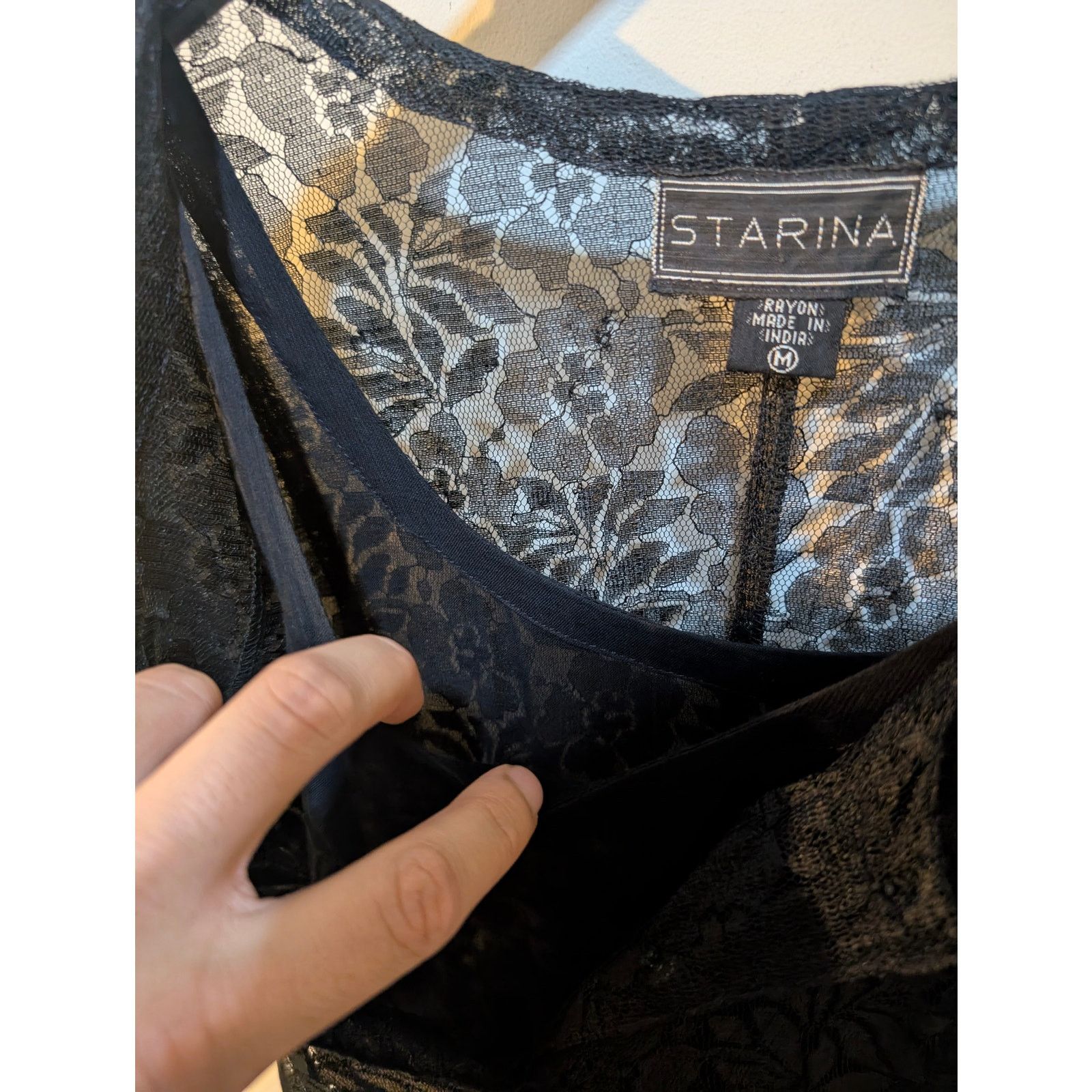 Tarina Tarantino Vintage 1990s Starina Floral Lace Alt Midi Dress MD (AS IN) Size M / US 6-8 / IT 42-44 - 7 Thumbnail
