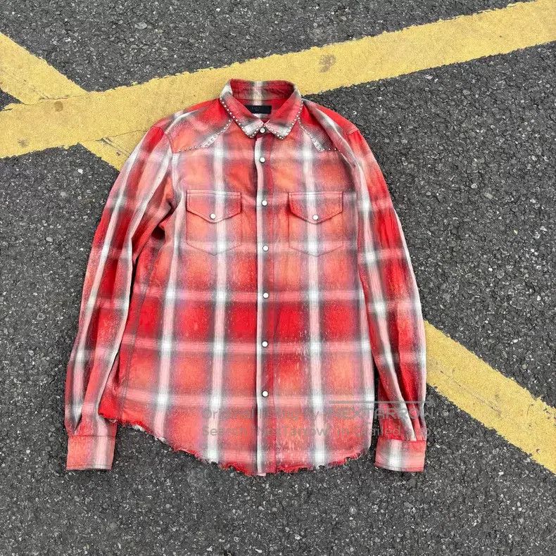Amiri Amiri Studded shirt men's red-orange Size US S / EU 44-46 / 1 - 1 Thumbnail