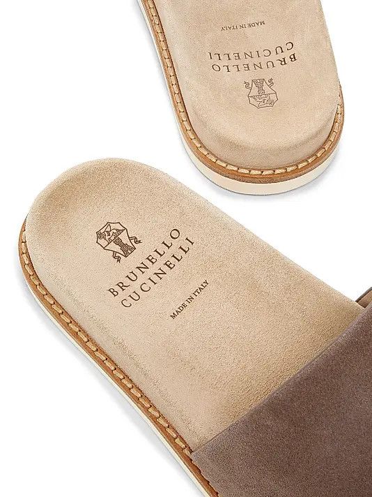 Brunello Cucinelli os11x0226 Suede Slide Sandals In Brown Size US 13 / EU 46 - 4 Thumbnail