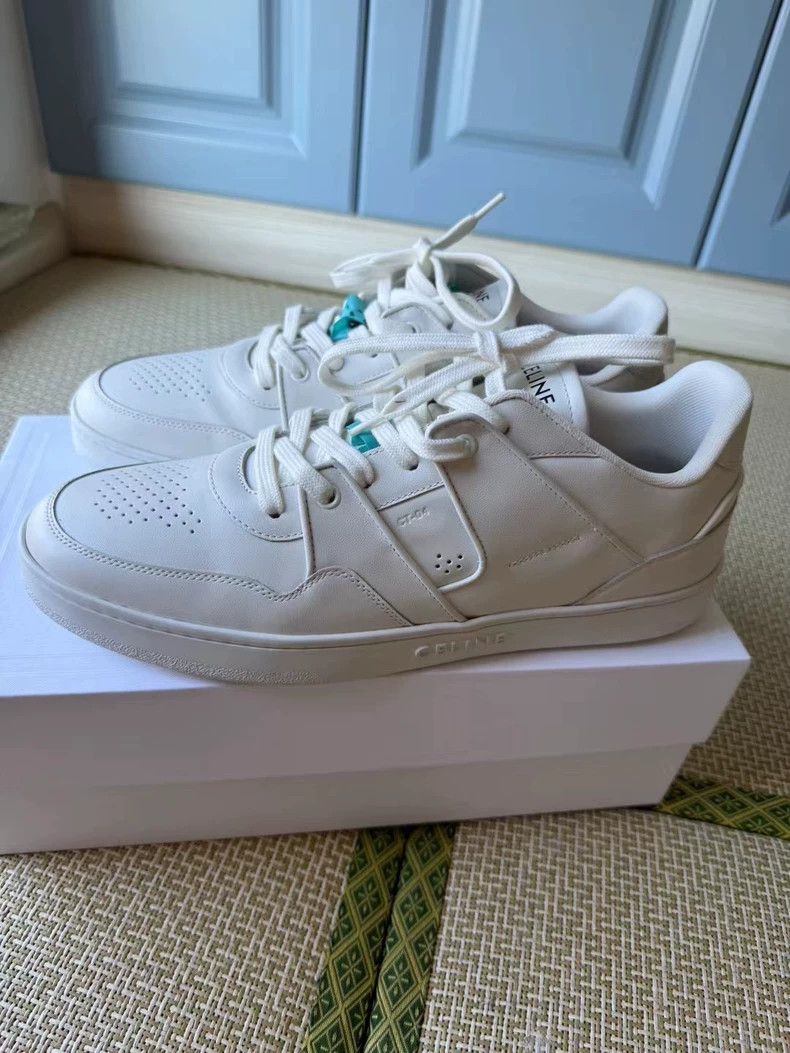 Celine CELINE Letter LOGO small white shoes Size US 12 / EU 45 - 1 Thumbnail