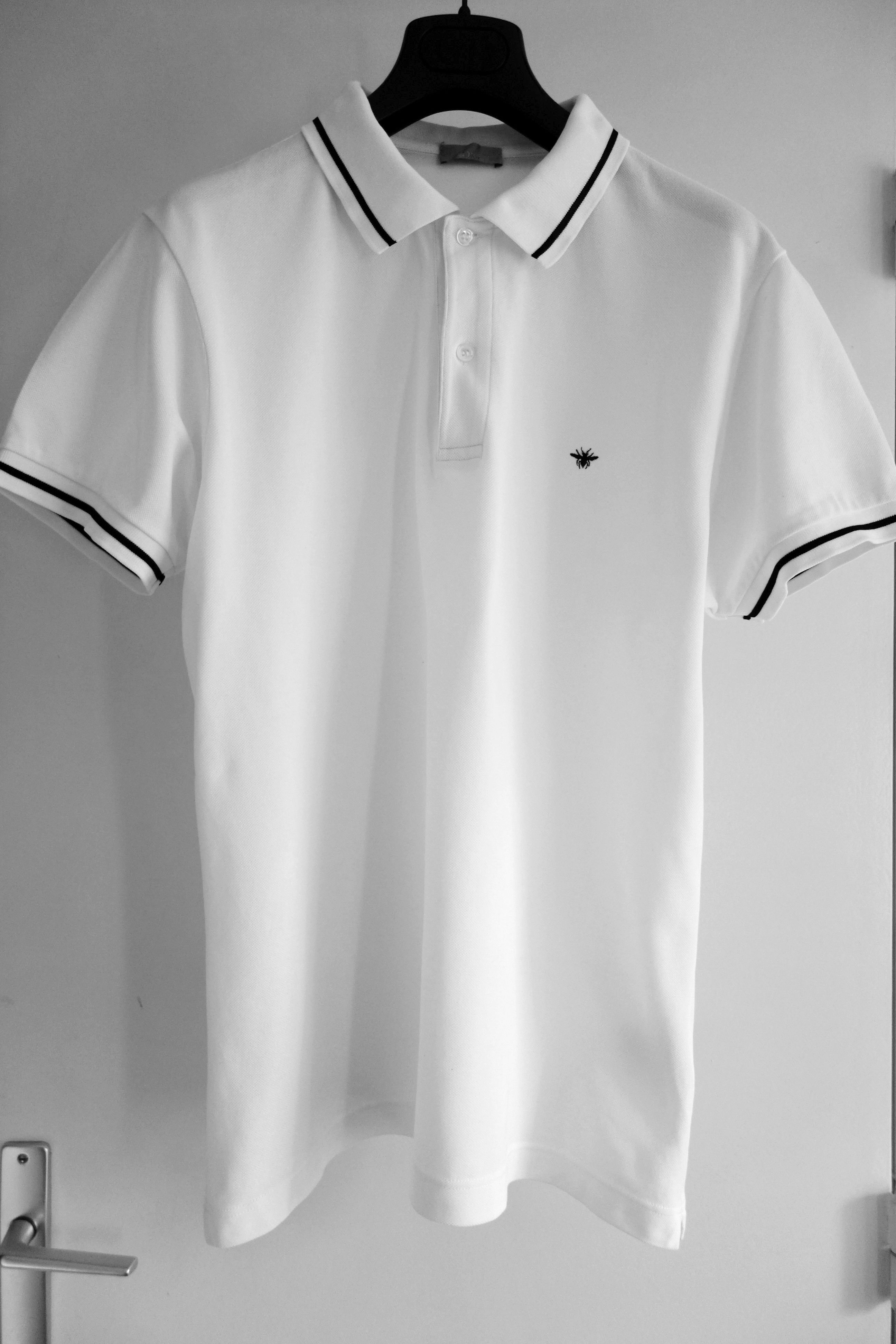 Dior Homme Bee-Embroidered Polo Shirt - Black Polos