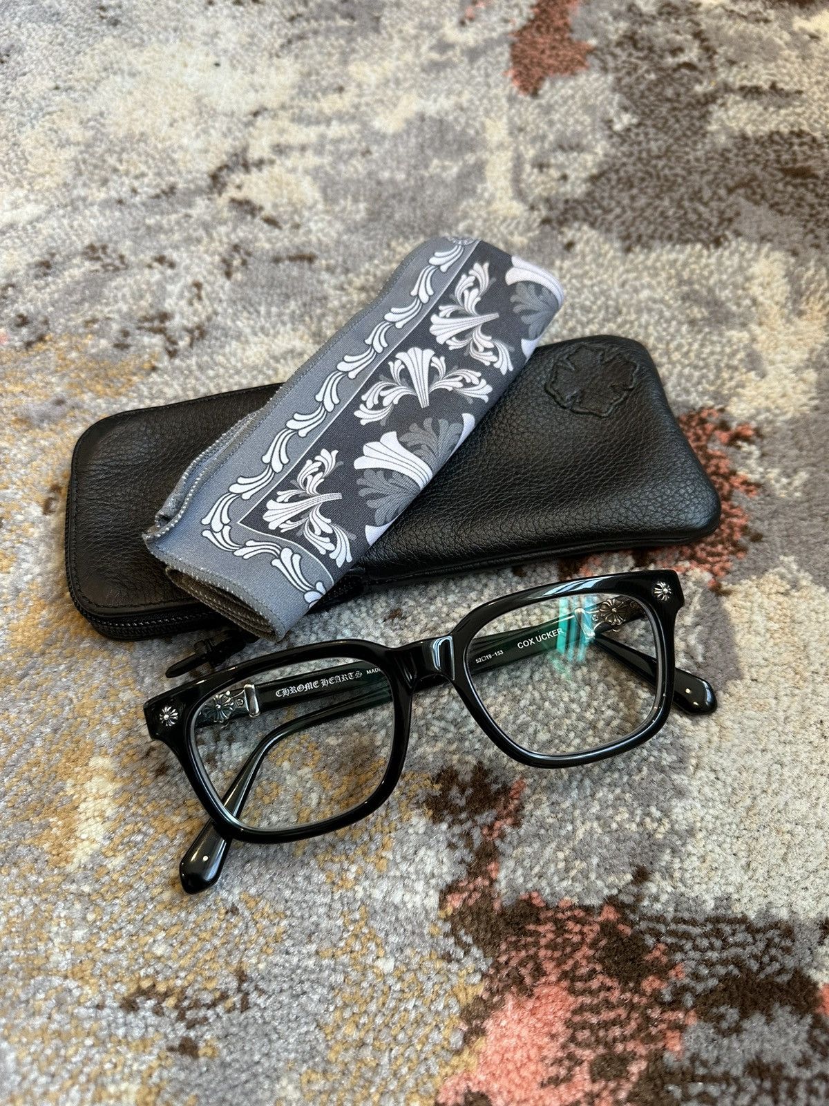 Pre-owned Chrome Hearts Cox Ucker Glasses Black & Sterling Silver