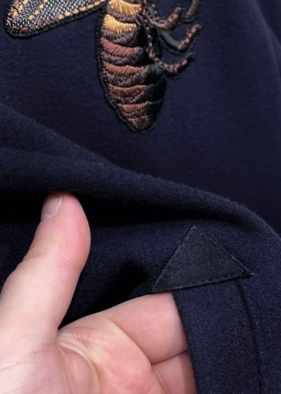 Gucci Gucci Navy Blue Bee Embroidered Wool Bomber Jacket Size US M / EU 48-50 / 2 - 10 Thumbnail