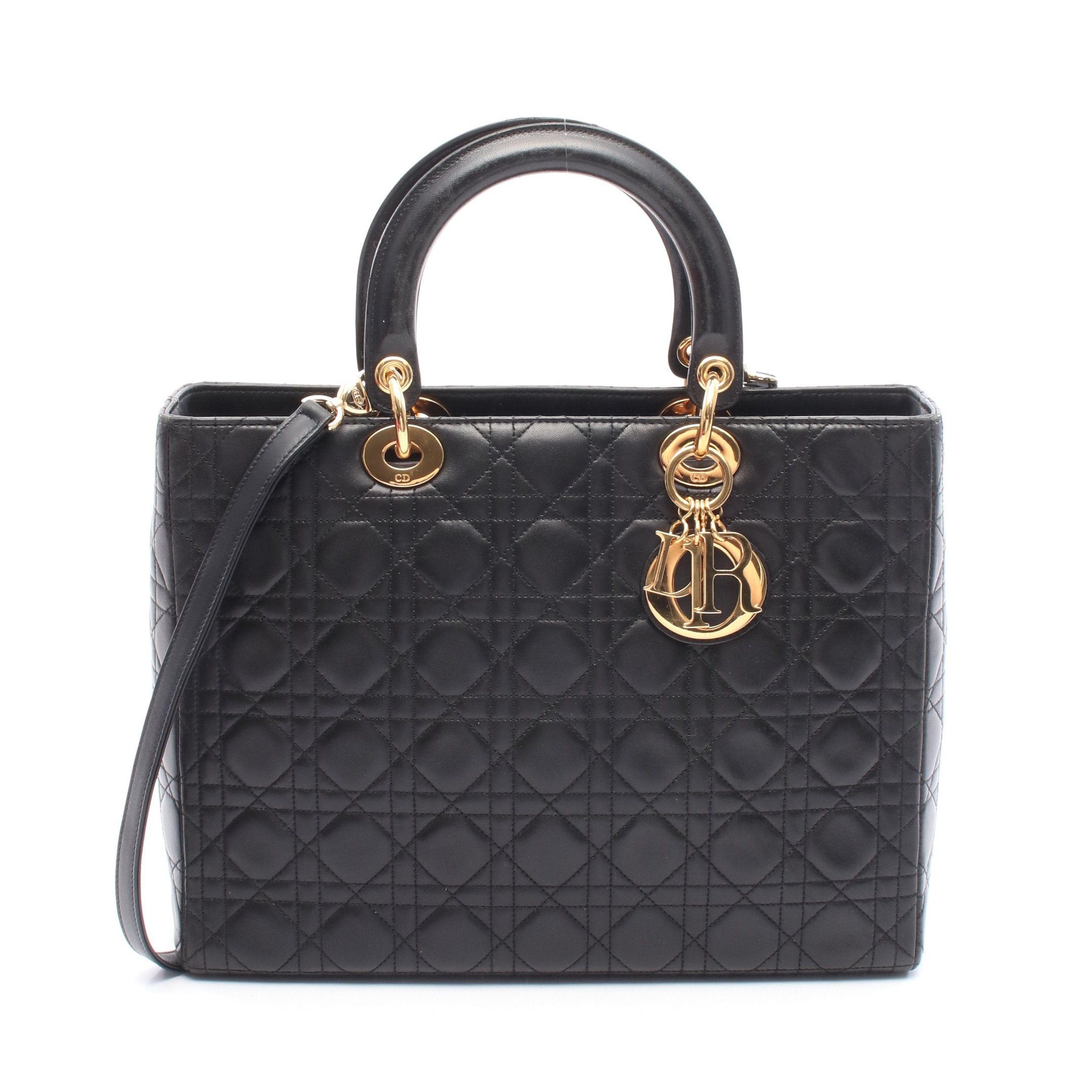 Dior Lady Dior Large Handbag Leather Black