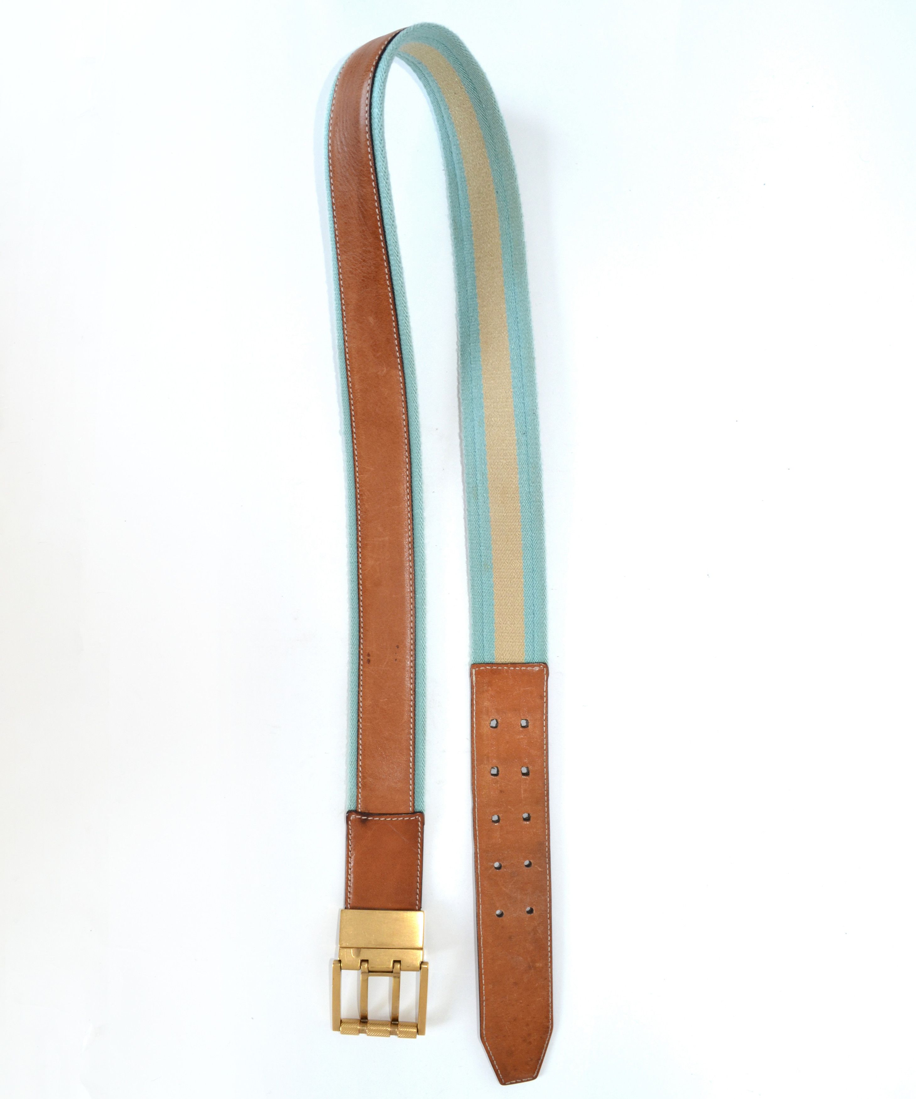 Gucci 🔴 GUCCI Belt Reversible Leather Sherry Stripped Brown Size ONE SIZE - 4 Thumbnail
