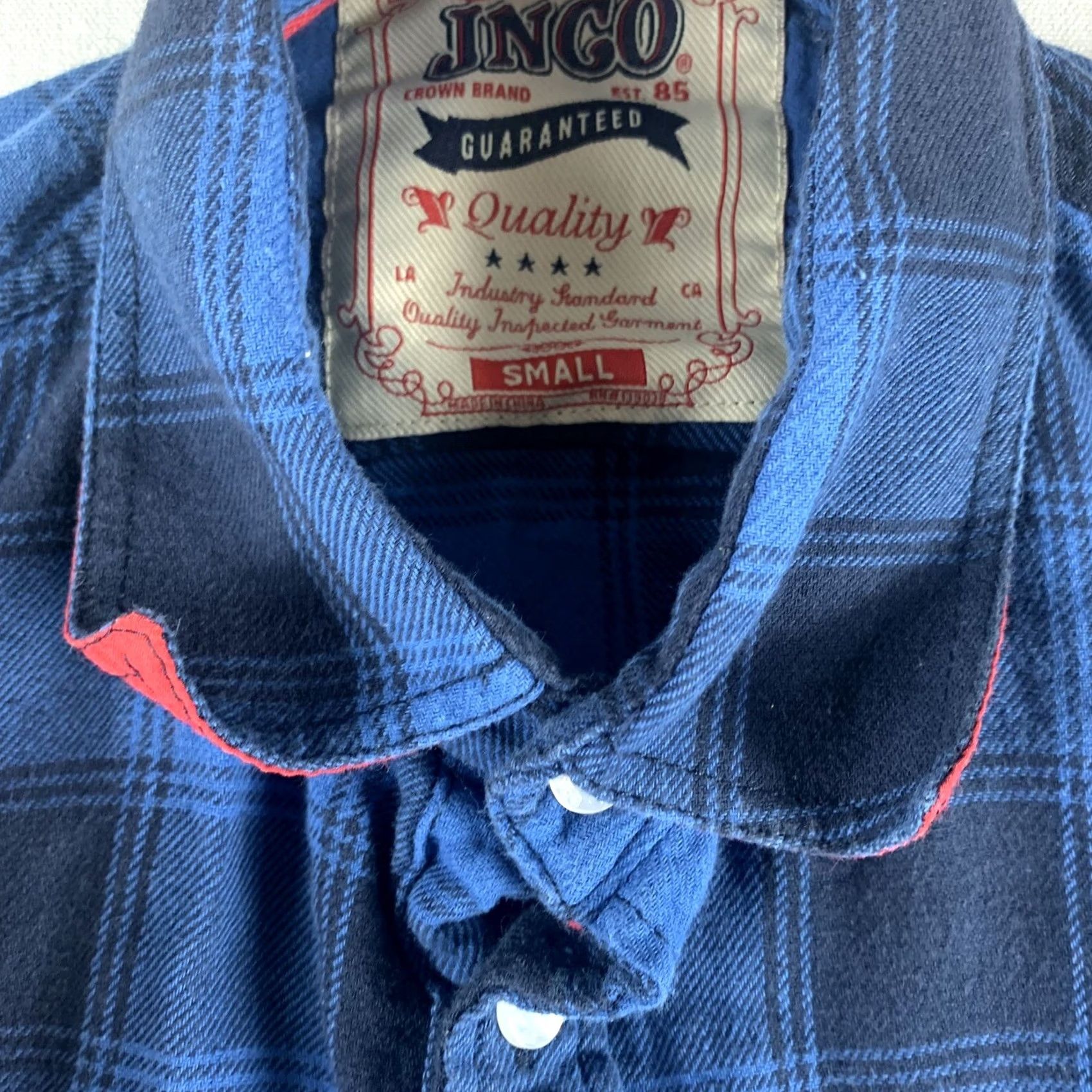 JNCO JNCO Shirt Mens S Blue PLAID BLACK BUTTON LONGSLEEVE Size US S / EU 44-46 / 1 - 5 Thumbnail