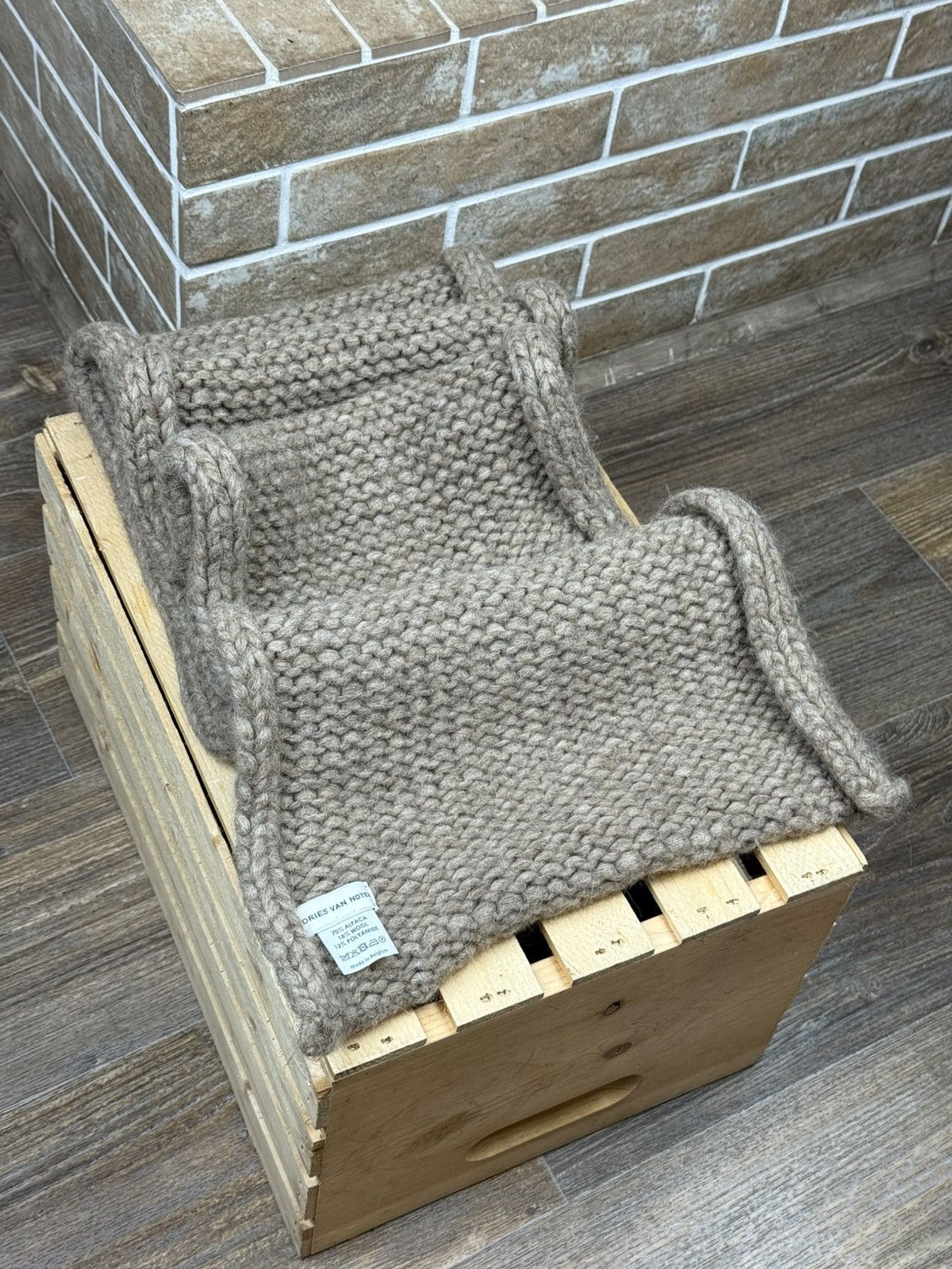 Dries Van Noten Vintage Dries van Noten Knitted Alpaca Beige Scarf Size ONE SIZE - 3 Thumbnail