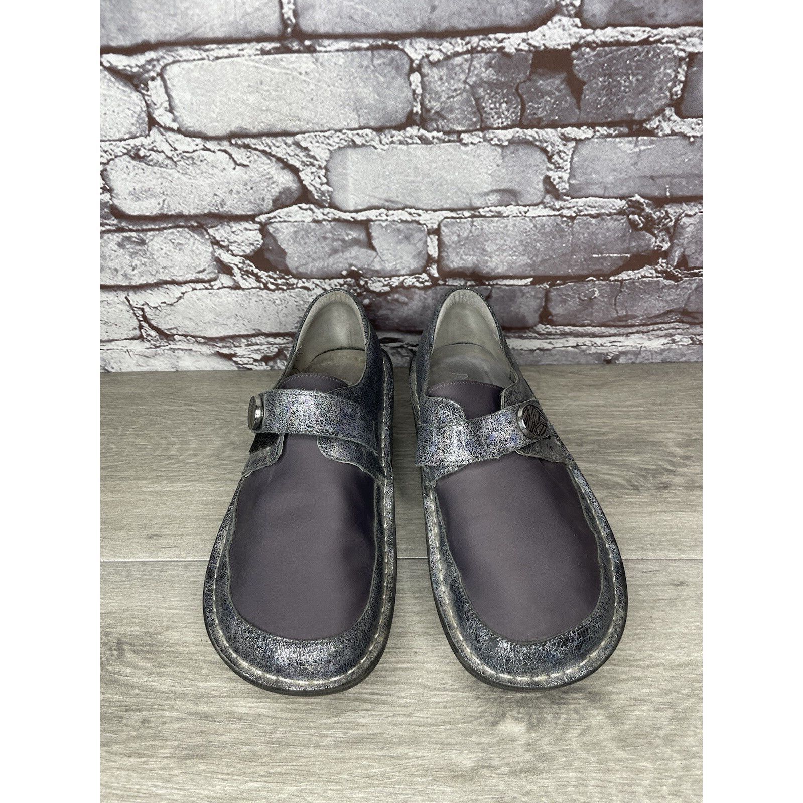 Allegri Alegria DEN-735 MOON SHADOW Gray Leather Shoes Slip-On Clogs Size US 9 / IT 39 - 4 Thumbnail