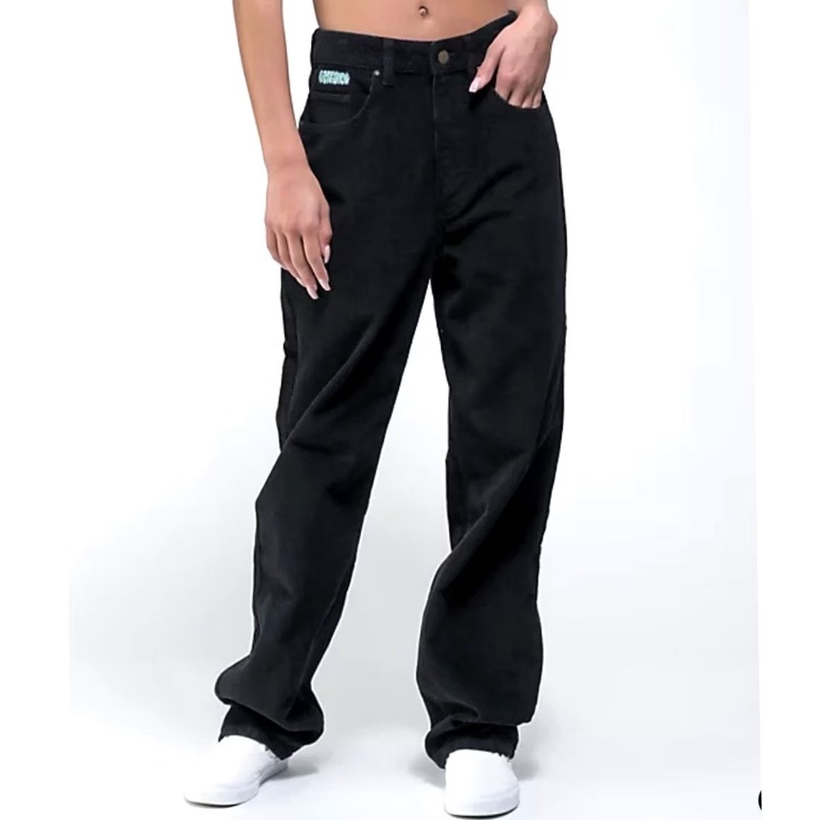 Empyre EMPYRE 90s Skater Pants Corduroy Black Cotton Sz 3 Pants Womens Baggy Slouchy Tori Juniors 90s Theme Mens Womens Girls Size 26" / US 2 / IT 38 - 2 Thumbnail
