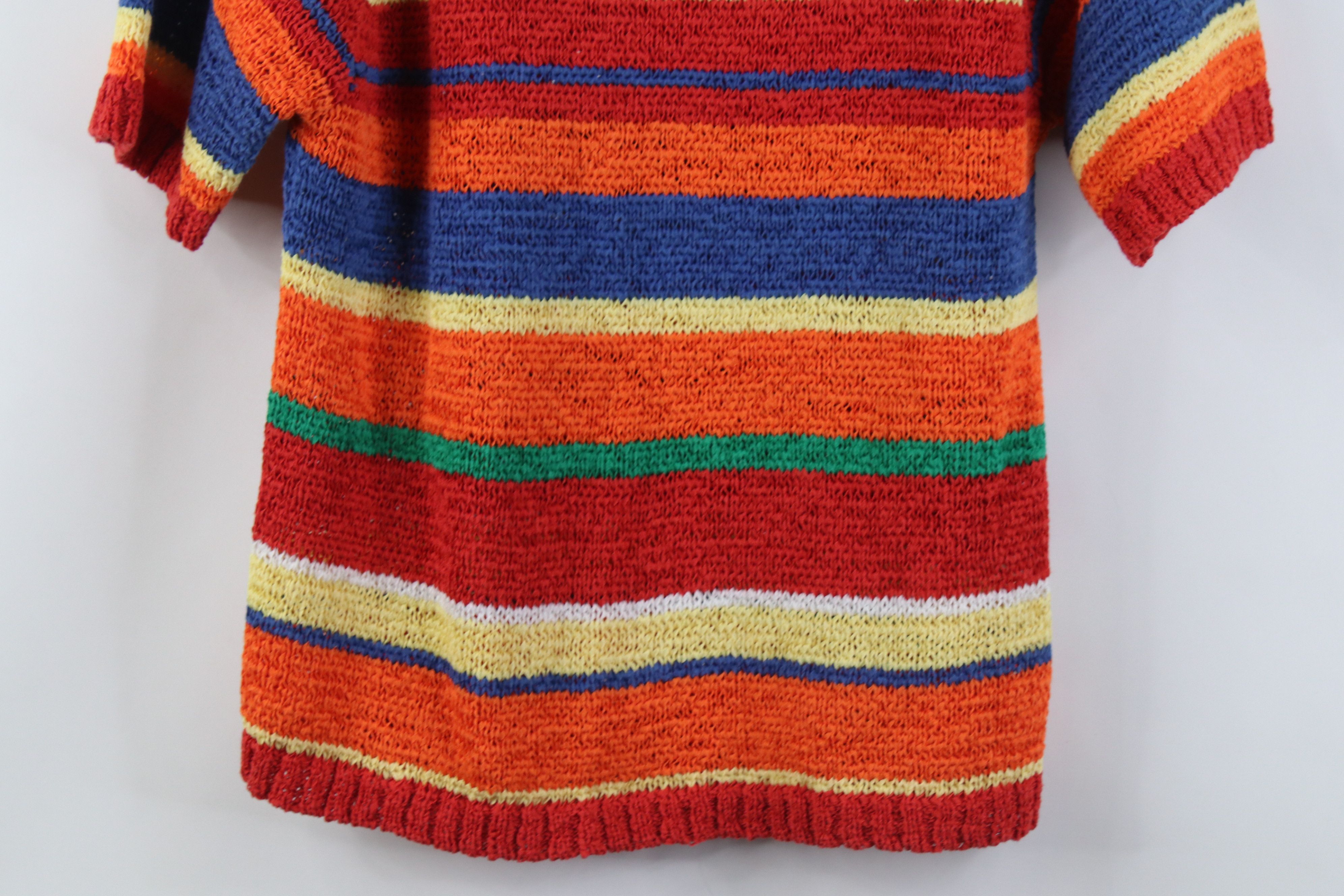 Vintage Vintage 90s Dawsons Creek Striped Knit Short Sleeve Sweater Size M / US 6-8 / IT 42-44 - 3 Thumbnail