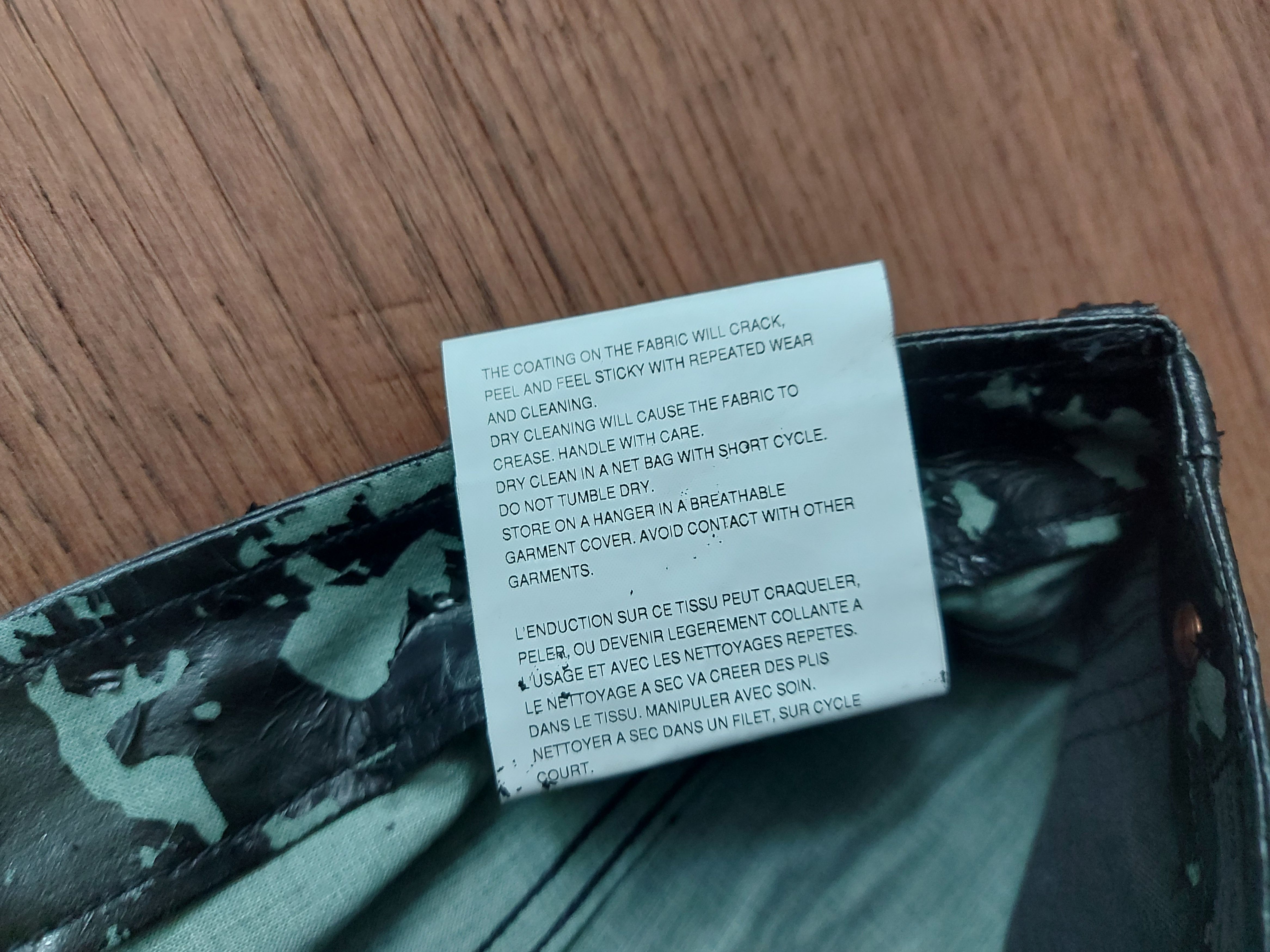 Comme des Garcons Homme 2001 CDG Homme Cracked Coating Pants Size US 30 / EU 46 - 3 Thumbnail