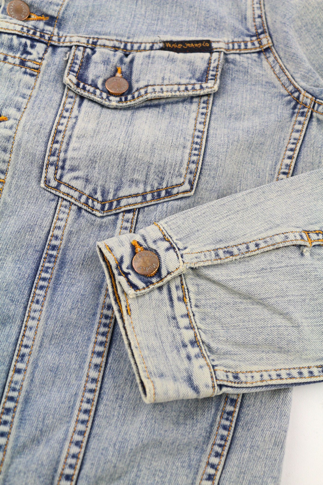 Nudie Jeans TERRY S Denim Bleach Blue Washed Buttoned Jacket 80758 Size US S / EU 44-46 / 1 - 5 Thumbnail