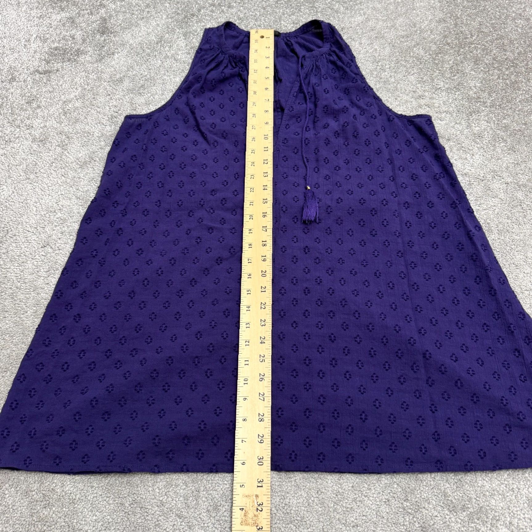 J.Crew J.Crew Dress Womens Medium Purple Eyelet Tasseled Midi Shift Sleeveless Boho Size M / US 6-8 / IT 42-44 - 7 Thumbnail