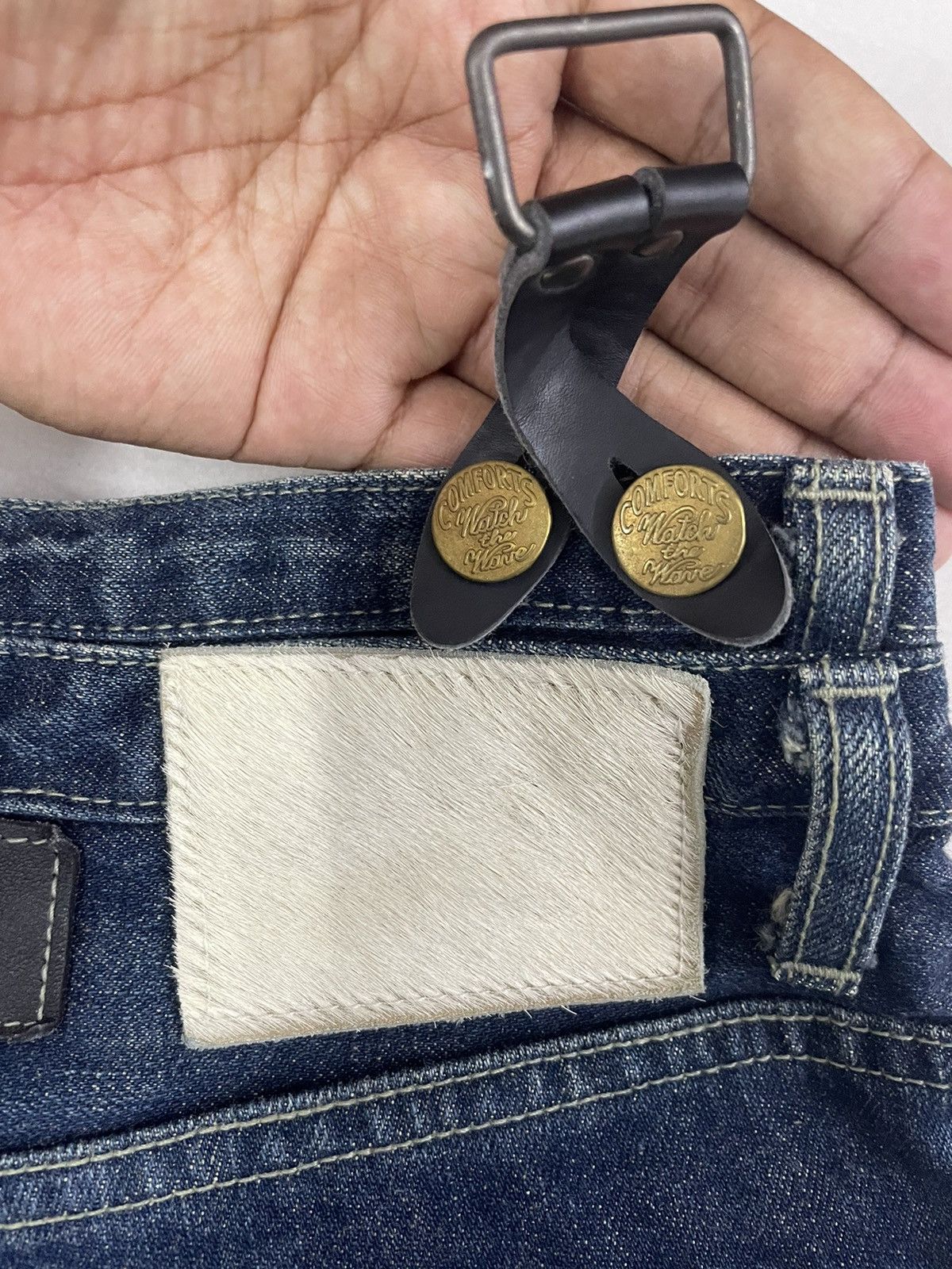 PPFM Vintage PPFM Double Waist Carpenter Jeans Leather Buckles Size US 33 - 9 Thumbnail
