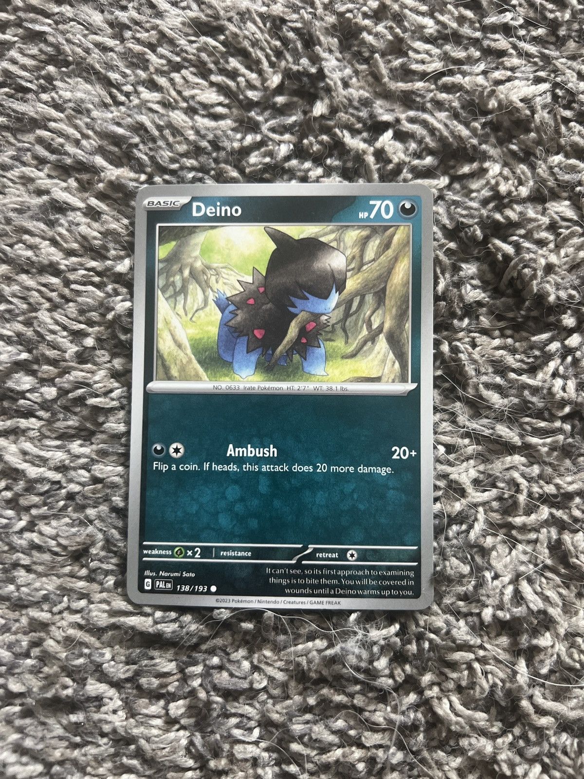 Pokemon 2023 Pokémon Deino Basic Card Size ONE SIZE - 1 Thumbnail