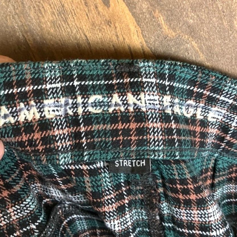 American Eagle Outfitters American Eagle Outfitters Women Pant Green Plaid Super High Rise Skinny Trousers 4 Regular Inseam 26.5 in Waist 29 in Size 27" / US 4 / IT 40 - 4 Thumbnail