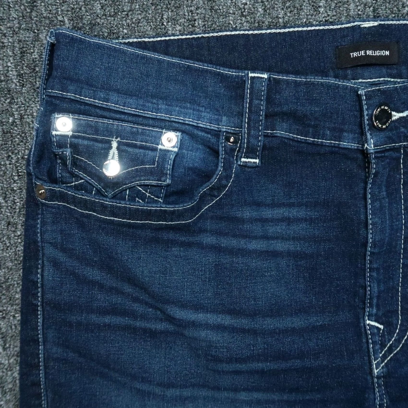 True Religion VINTAGE True Religion Shorts Mens 40 Blue Ricky Straight Flaps Cut Off Denim Jorts Size US 40 / EU 56 - 2 Thumbnail