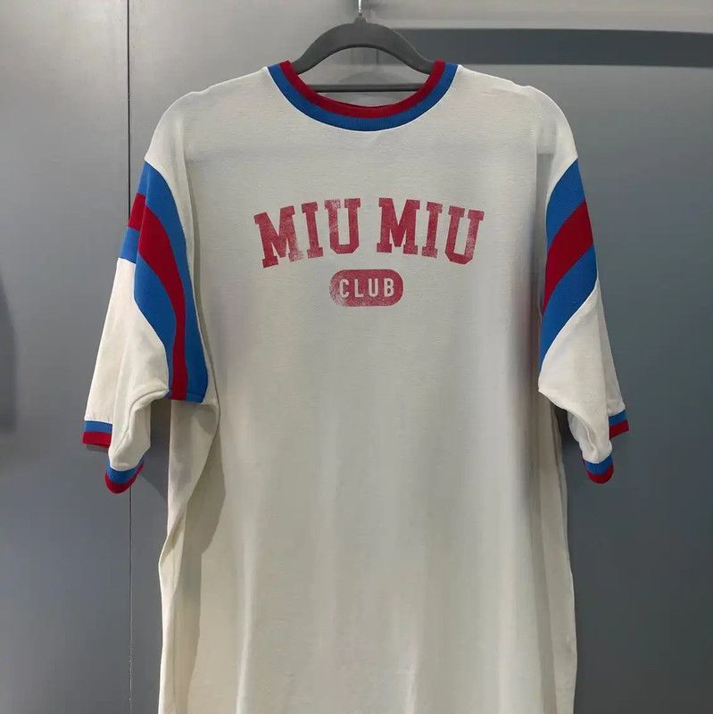 Miu Miu Miu Miu White Cotton Summer T-Shirt 0089 Size M / US 6-8 / IT 42-44 - 1 Thumbnail
