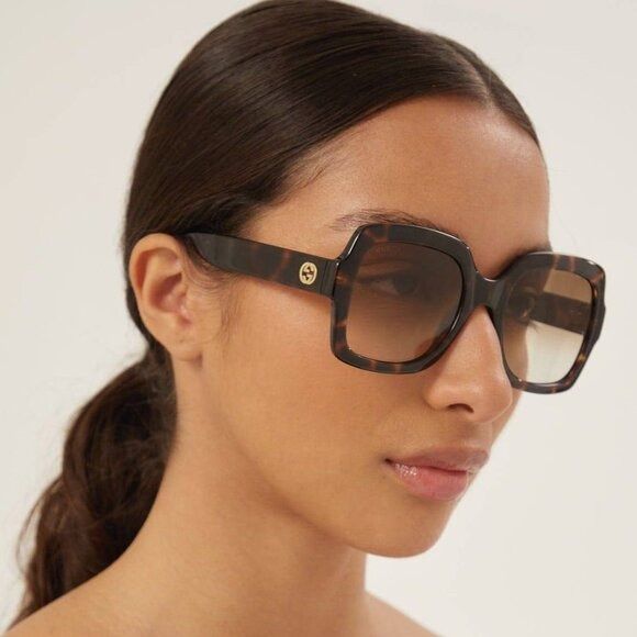 Gucci Gucci GG1337S 003 Sunglasses Dark Havana Square Frame Size ONE SIZE - 10 Thumbnail