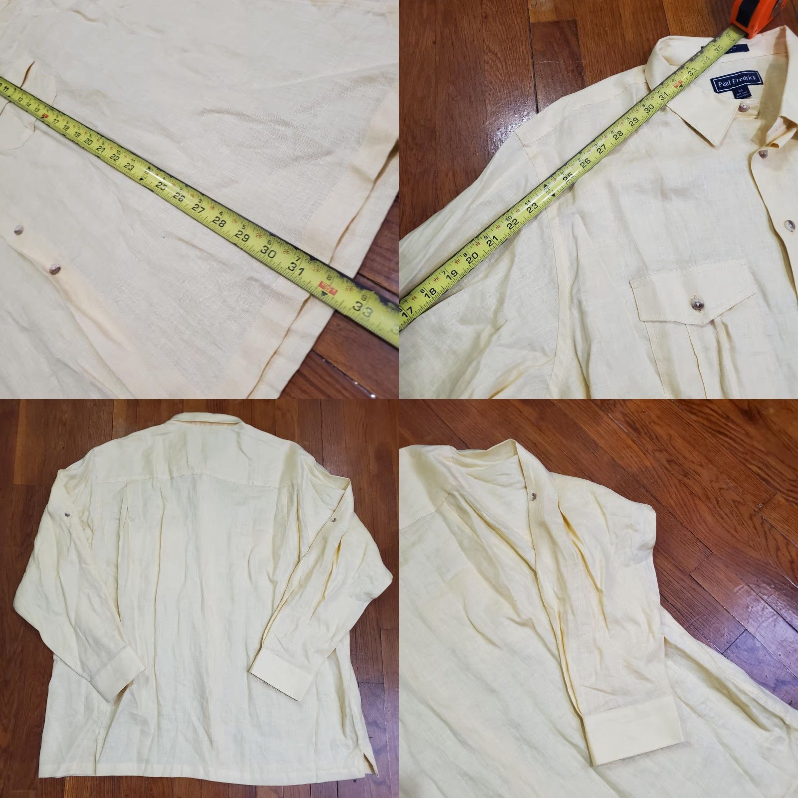 Vintage Paul Fredrick Shirt Mens 2XL Yellow 100% Linen Long Sleeve Button Front Casual Size US XXL / EU 58 / 5 - 8 Thumbnail