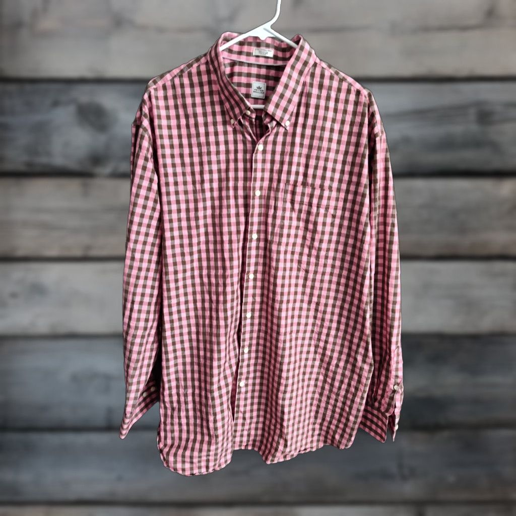 Peter Millar VINTAGE Peter Millar Shirt Button-Down Long Sleeve Plaid XL Men Pink Brown Checkered Cotton Button-Up Shirt Mens XL Pink Brown Plaid Size US XL / EU 56 / 4 - 1 Thumbnail