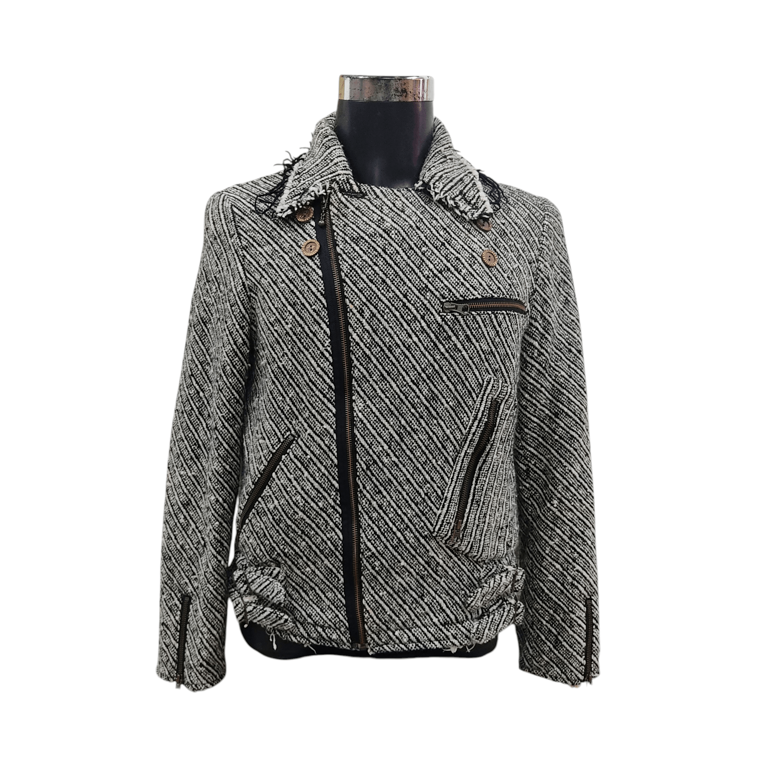 Sifury SIFURY Multi Zipper Tweed Herringbone Underground Jacket Size US S / EU 44-46 / 1 - 1 Thumbnail