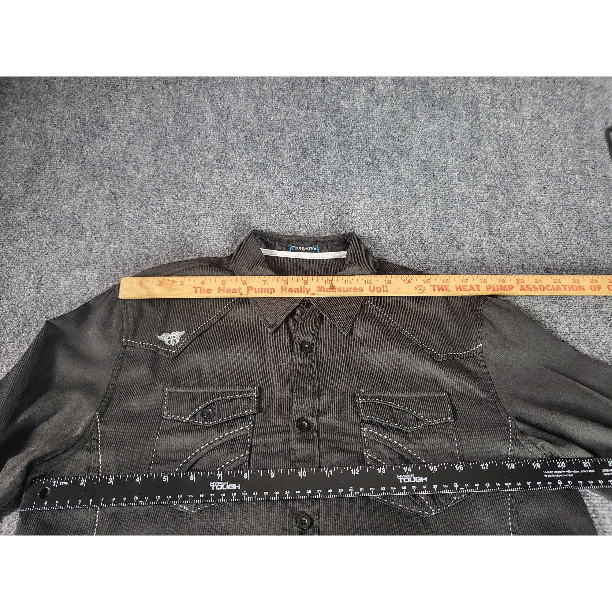Roar Roar Signature Foundation Button Up Shirt Men Sz M Black Emb Size US M / EU 48-50 / 2 - 10 Thumbnail