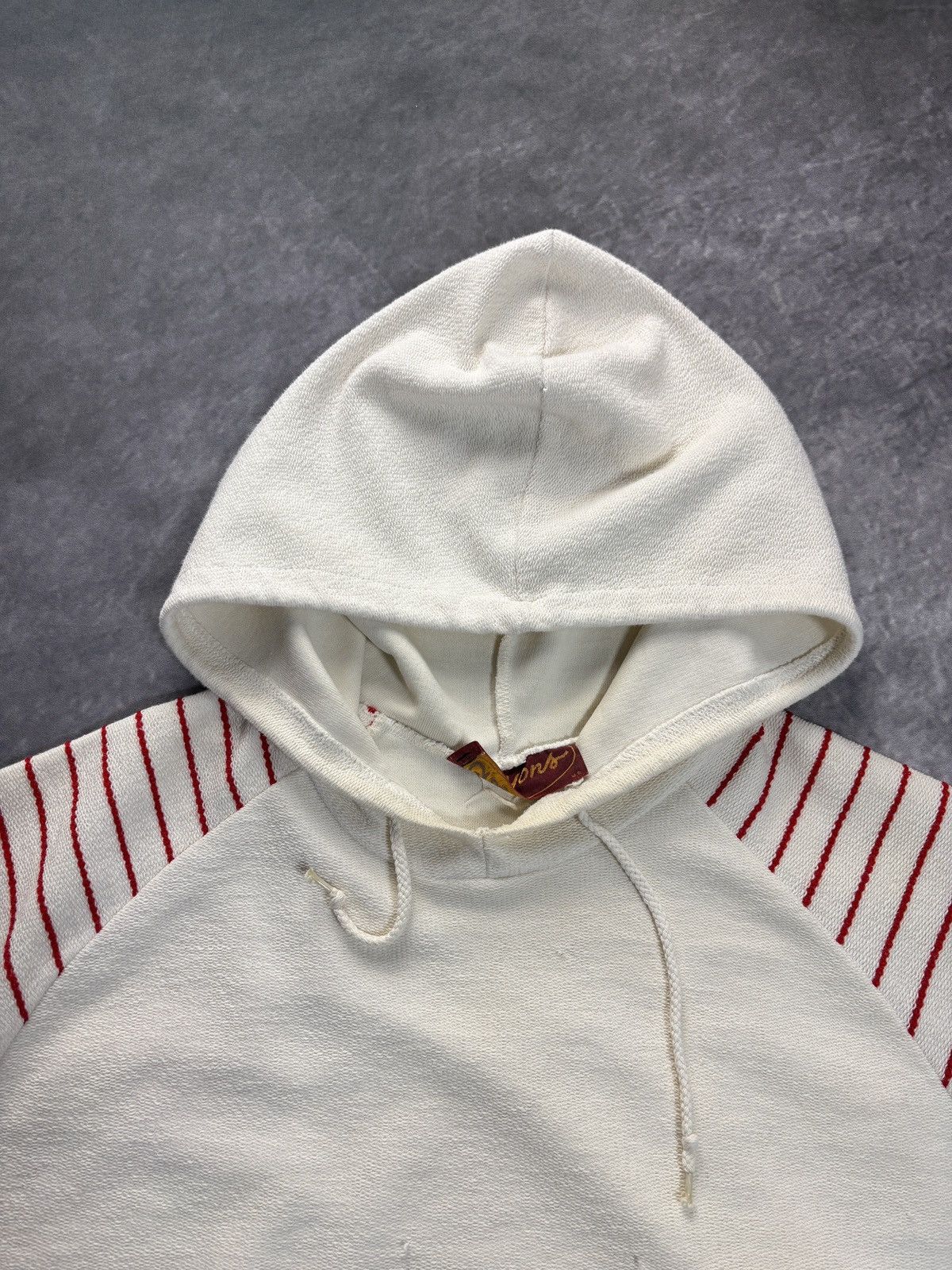 Vintage Vintage Sweatshirt Raglan Hoodie Pullover 70s Crayons Stripe Size US S / EU 44-46 / 1 - 9 Thumbnail