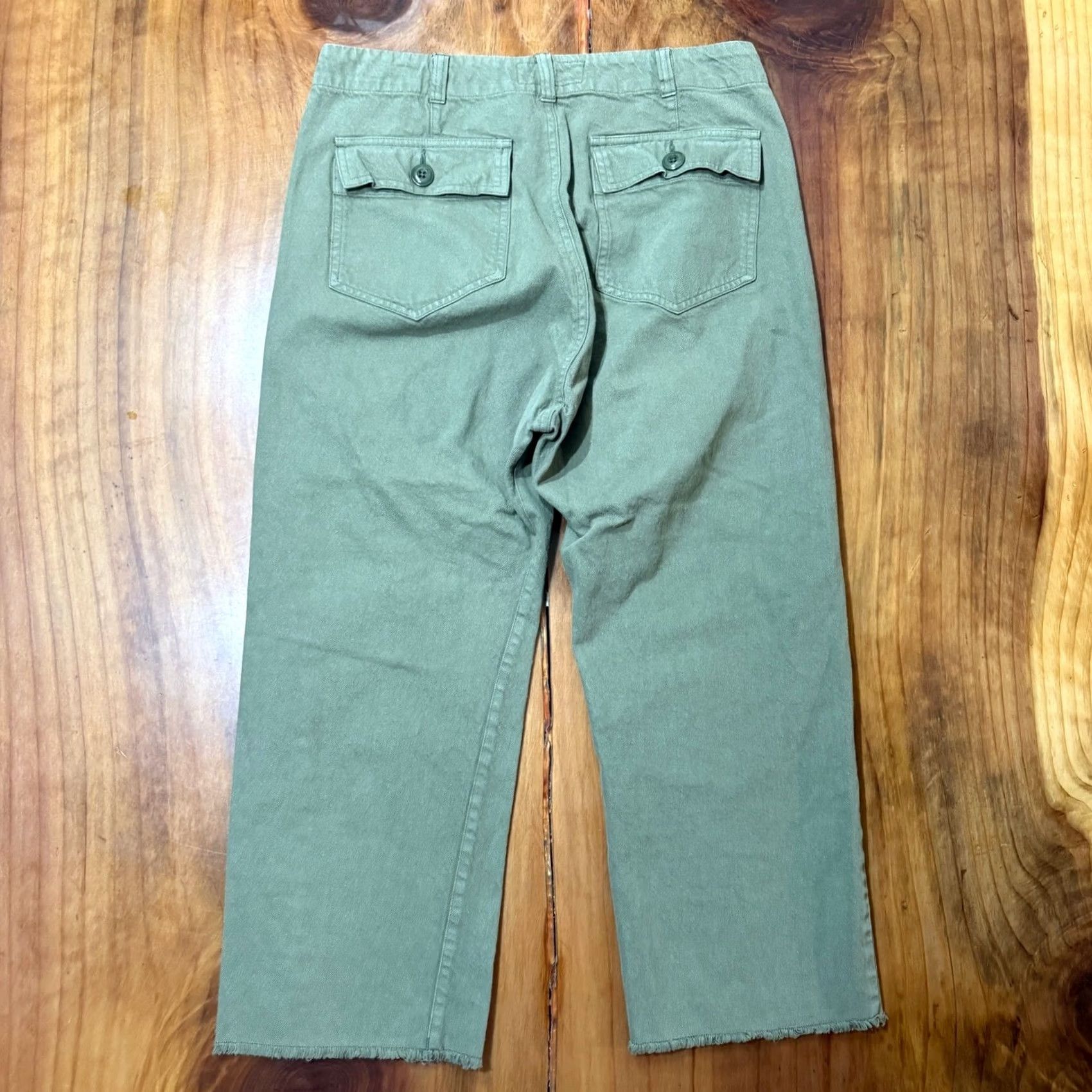 THE GREAT The Great Women's Pants 27 Cropped Straight Leg Cotton Green Casual 27 Waist 32 Inseam 21.5 In Knit Lightweight A8 Size 24" / US 00 / IT 34 - 5 Thumbnail