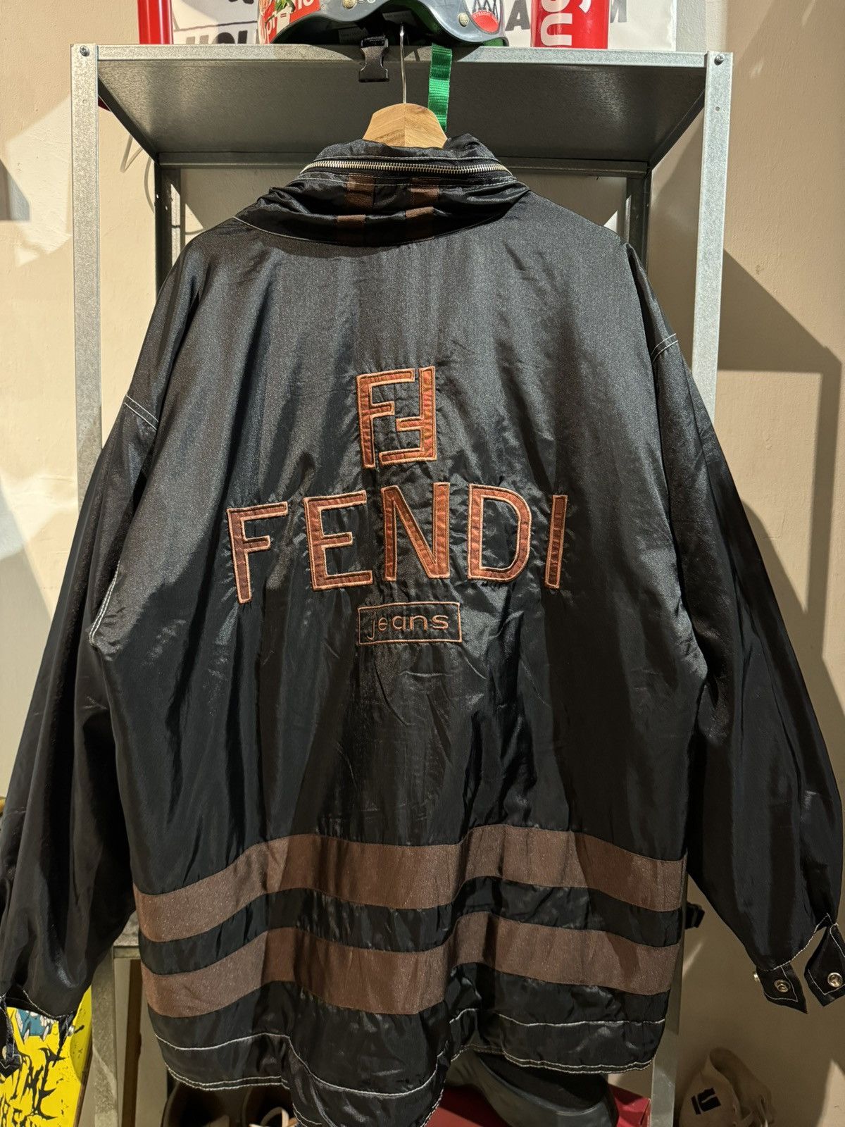 Vintage Fendi Black Windbreaker Jacket