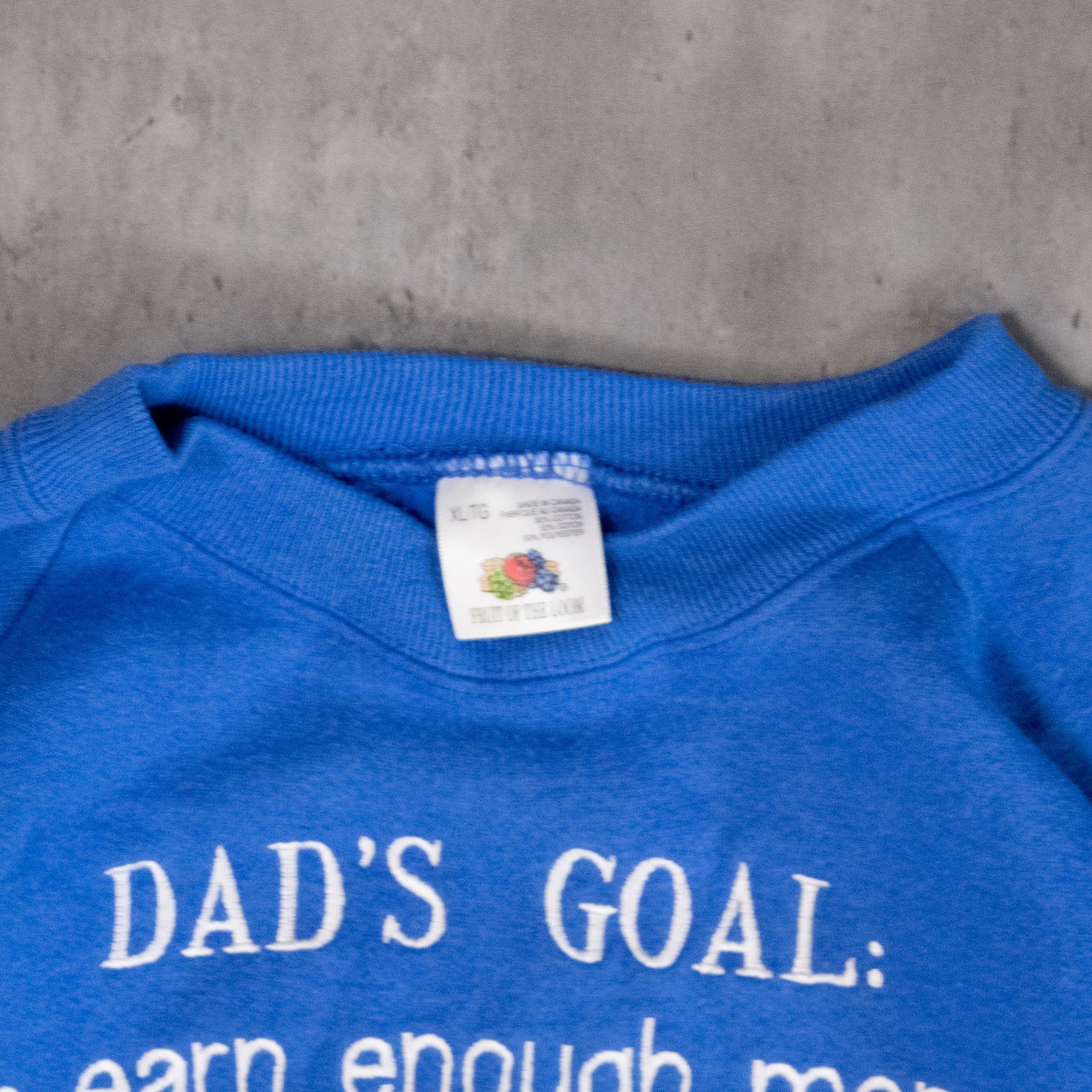 Fruit Of The Loom × Vintage Vintage 1990’s Dad’s Goal’s Raglan Blue Crewneck Sweater Size US L / EU 52-54 / 3 - 7 Thumbnail