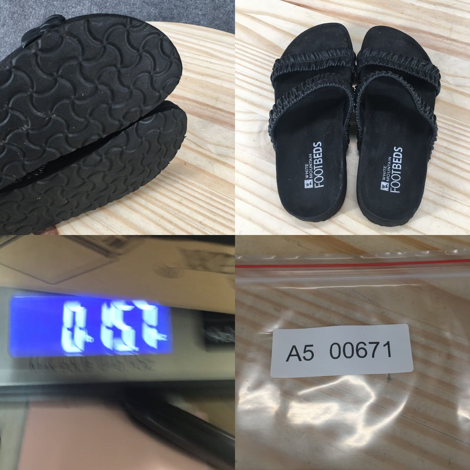 Vintage White Mountain Sandals Slide Womens 7 Black Footbed Double Strap Open Toe Casual Size US 5 / IT 35 - 9 Thumbnail