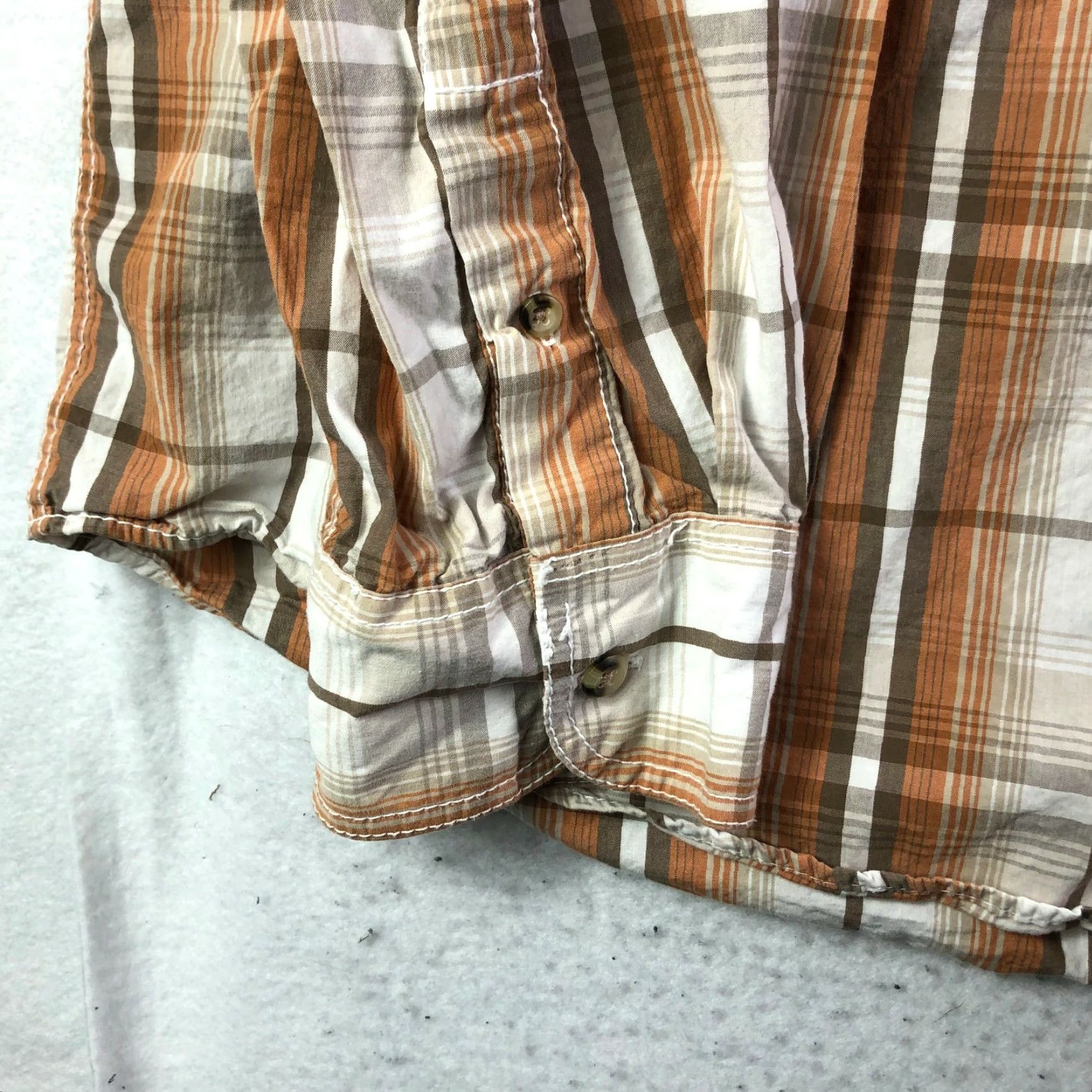 Vintage Ruff Hewn Well Worn Shirt Long Sleeve Button-Up Brown Plaid Point Collar Mens XXL Regular Cotton Vintage: No Size US XXL / EU 58 / 5 - 2 Thumbnail
