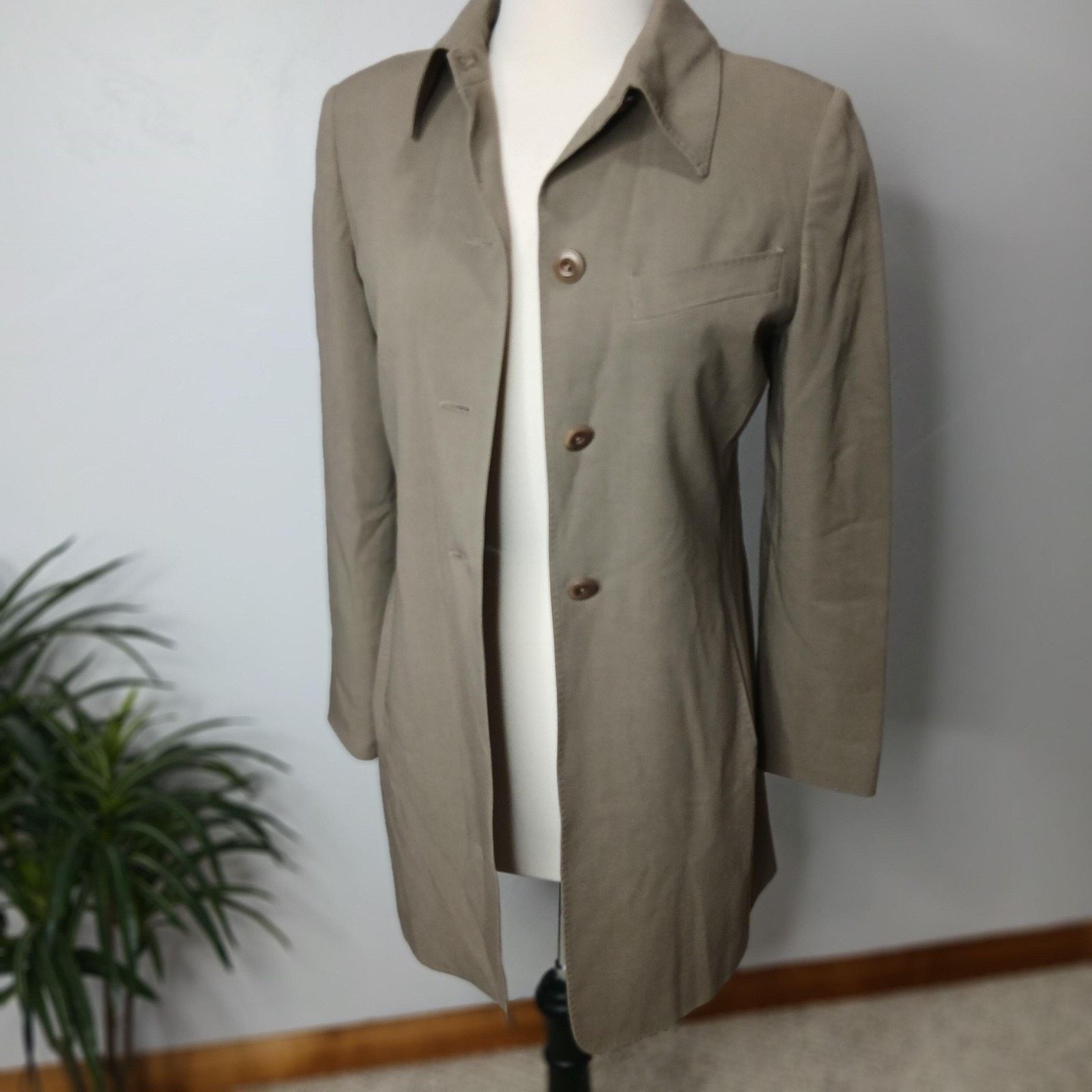Max Mara MaxMara Coat Womens Small Taupe Beige Wool Blend Long Jacket Size S / US 4 / IT 40 - 2 Thumbnail