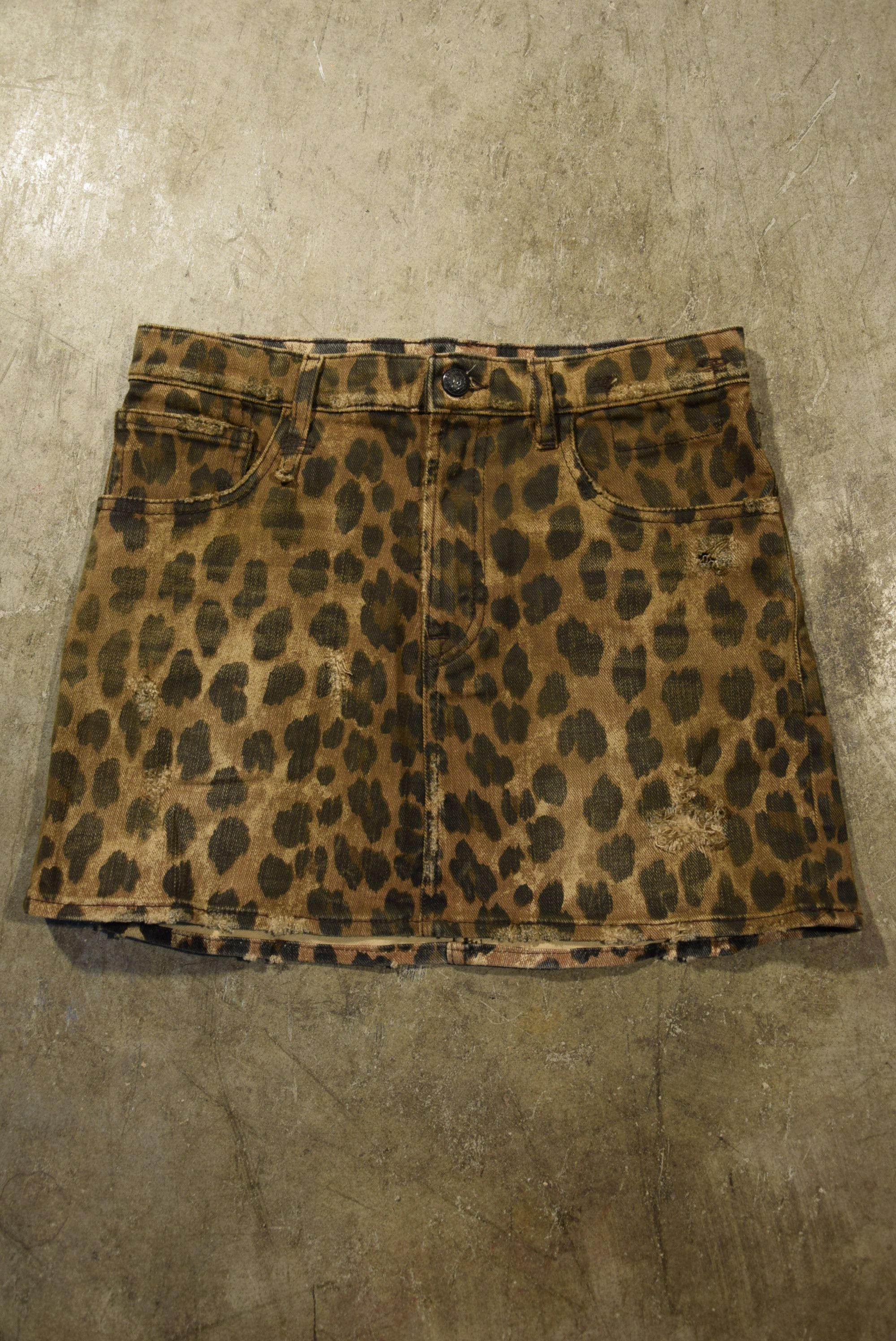 R13 Leopard High Rise Mini Skirt