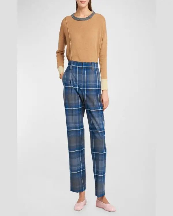 Marni o1w1db11125 Double-Pleated Straight-Leg Trousers in Blue Size 28" / US 6 / IT 42 - 3 Thumbnail