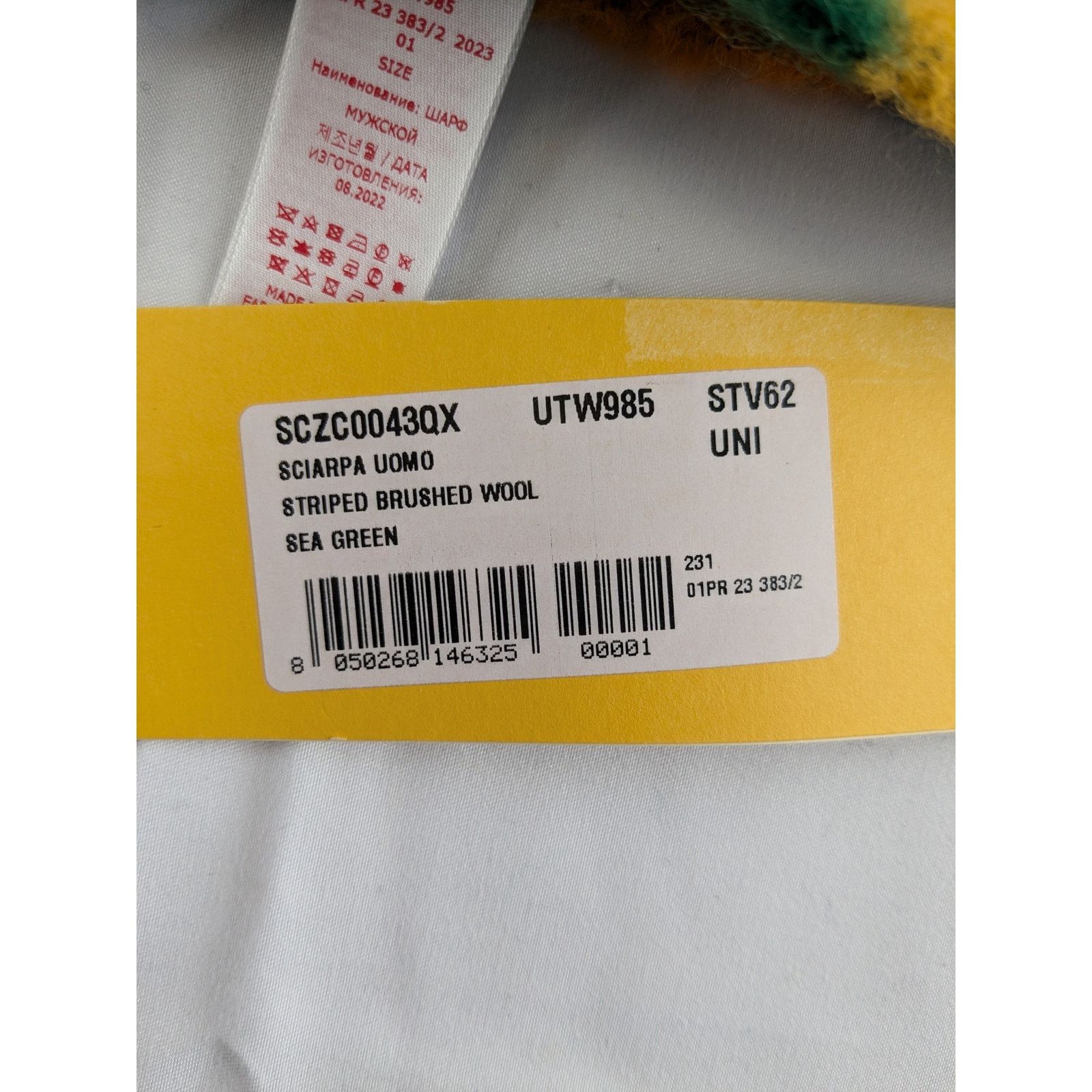 Marni o1rshd1 Size:OS/ Sciarpa Uomo Striped Brushed Wool Sea Green Size ONE SIZE - 9 Thumbnail