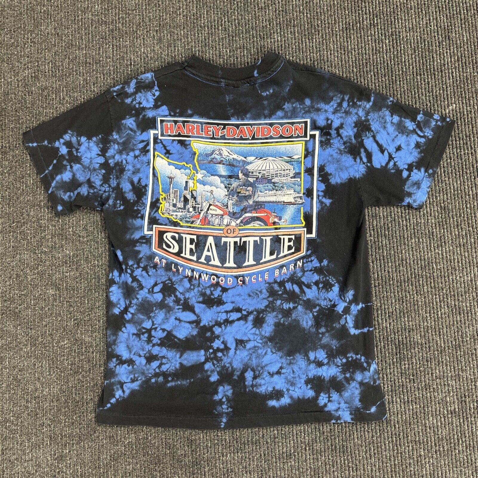 Harley Davidson Harley Davidson Shirt Tie Dye Blue Seattle Single Stitch Size US L / EU 52-54 / 3 - 1 Thumbnail