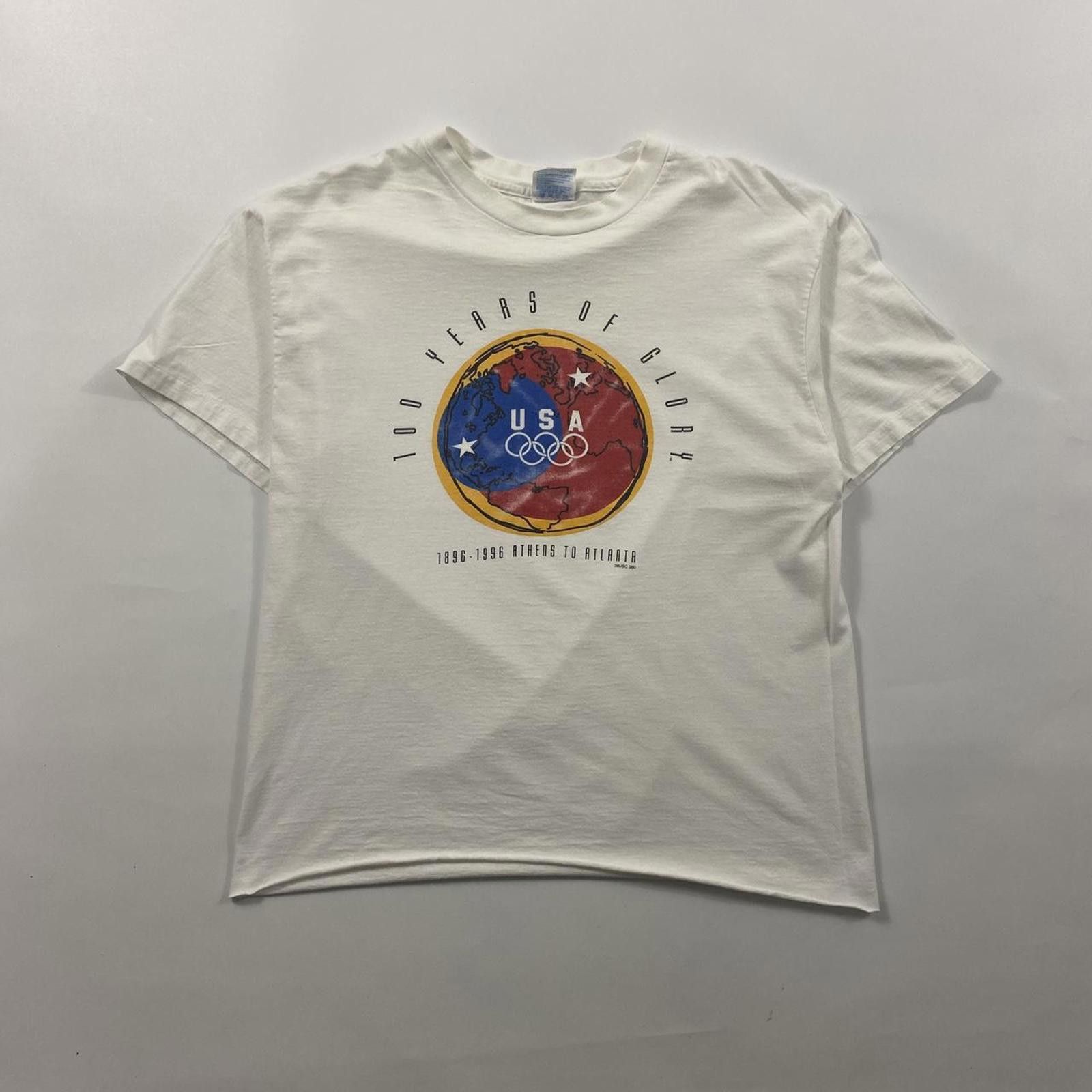 Vintage 1996 Olympic Games white and red cotton tee sportswear Size US L / EU 52-54 / 3 - 1 Thumbnail