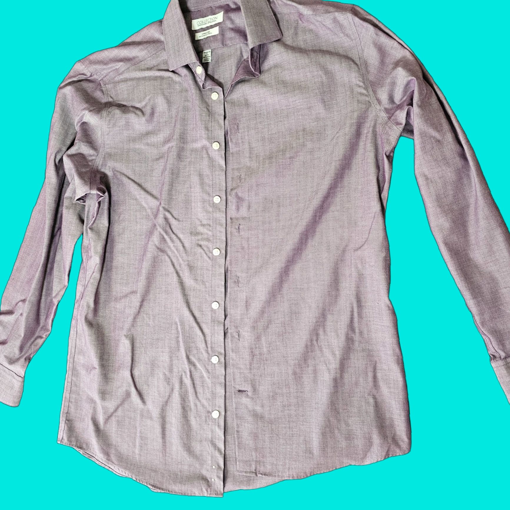 Vintage Michael Strahan Collection Mens Button-Up Shirt 16 Purple Stipe Pattern 34/35 16 34/35 16 Regular Button-Up Size US L / EU 52-54 / 3 - 1 Thumbnail